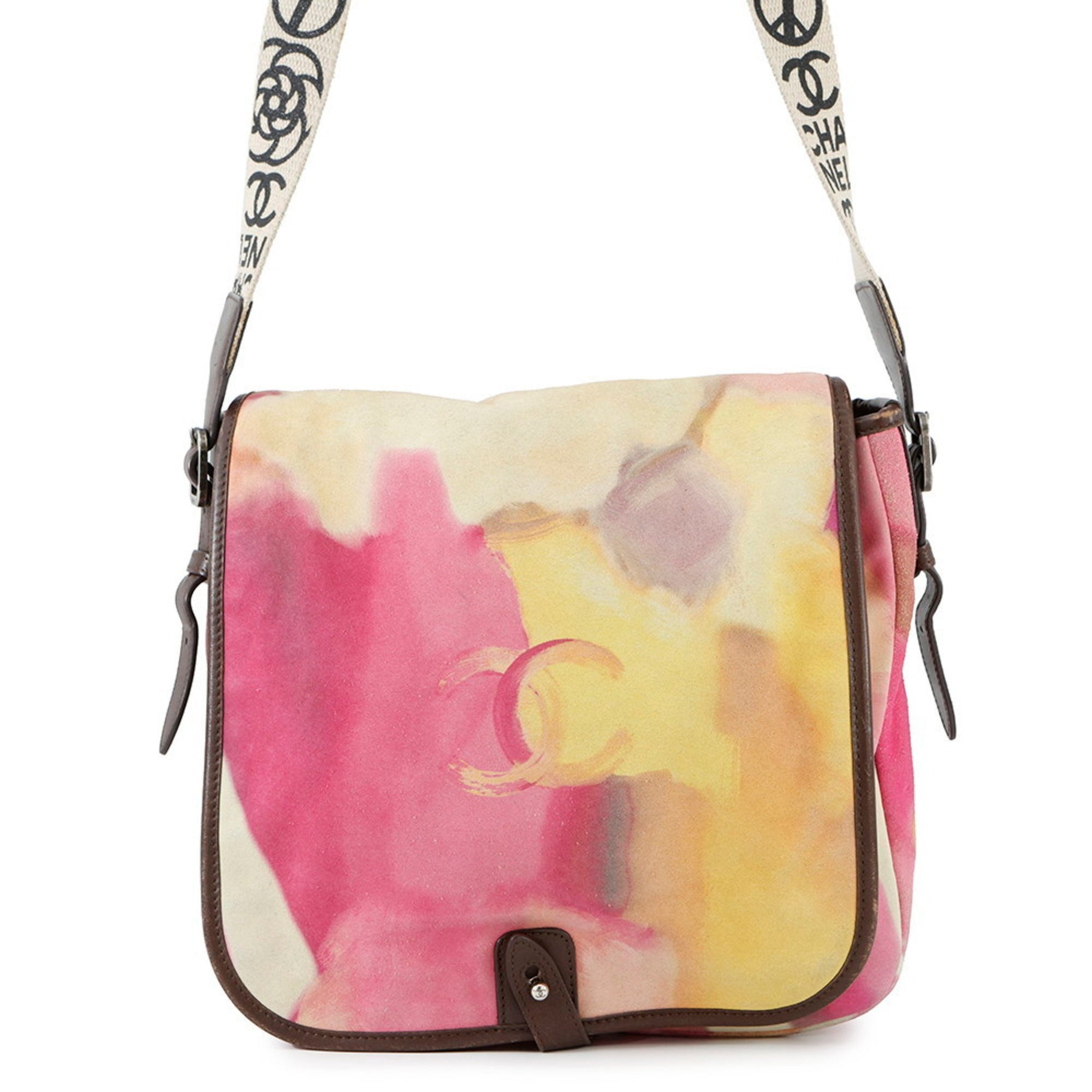 Chanel Coco Mark Embroidered Shoulder Bag Suede