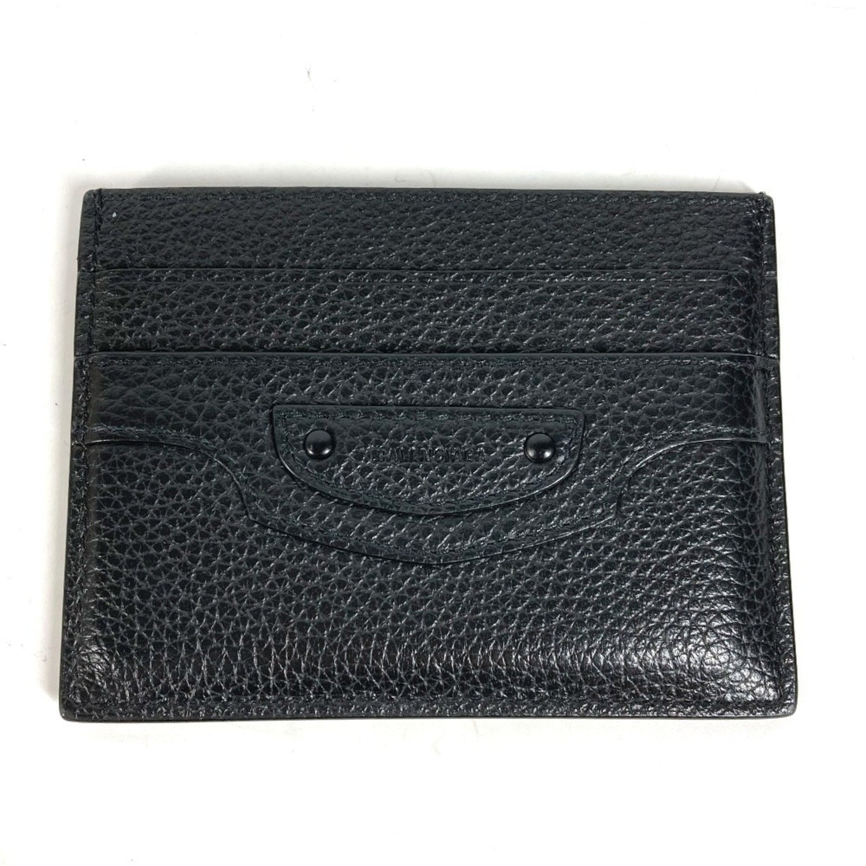 BALENCIAGA Neo Classic Business Card Holder Pass Case Holder/Card Leather Women's Black
