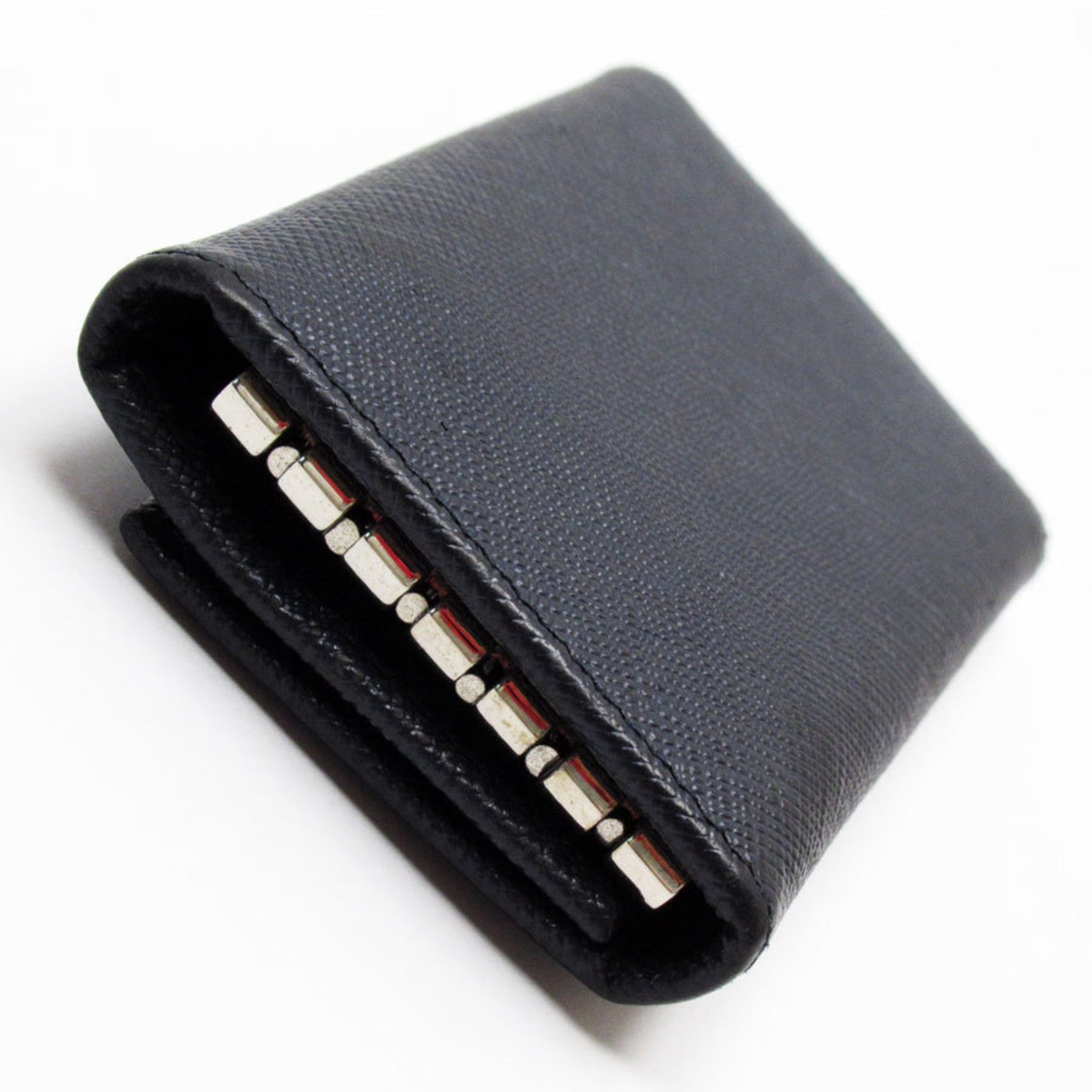 PRADA key case leather navy men's t18984a