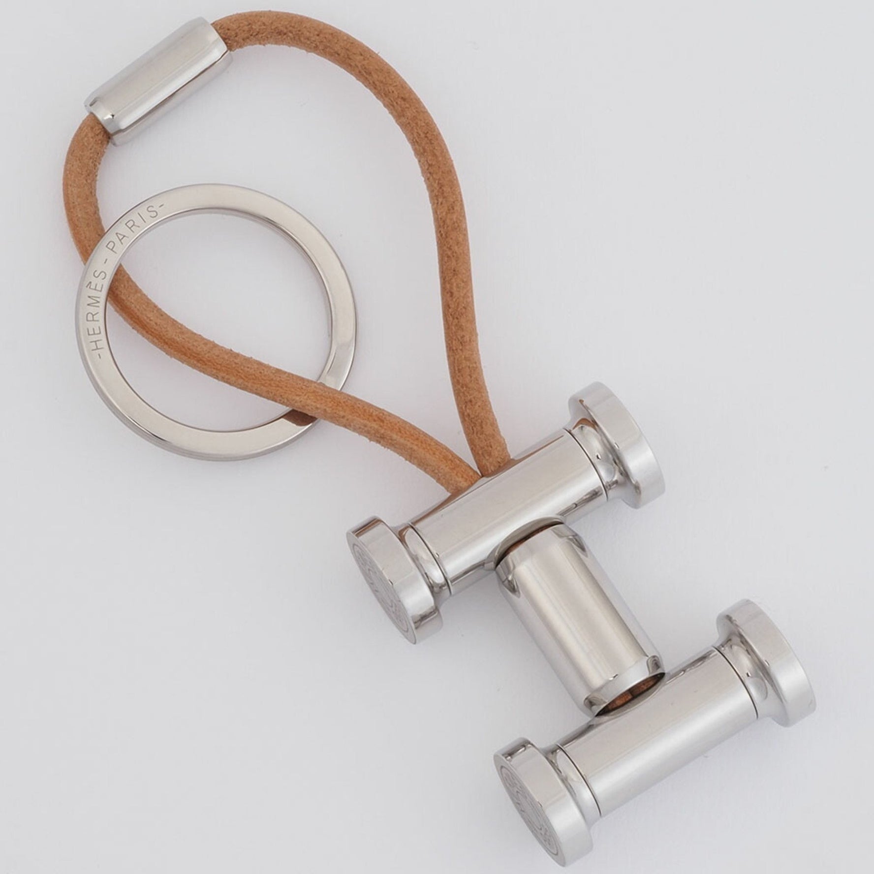Hermes Keychain "Mobile H" Key Ring Beige | Silver H077361FJ00 Women's HERMES