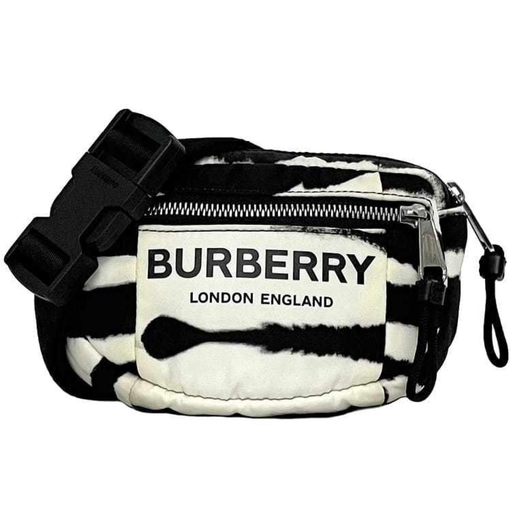 Burberry Body Bag ec-22942 White Black Nylon Leather BURBERRY Crossbody Belt Waist Pouch Mini Dalmatian Shoulder Women Men