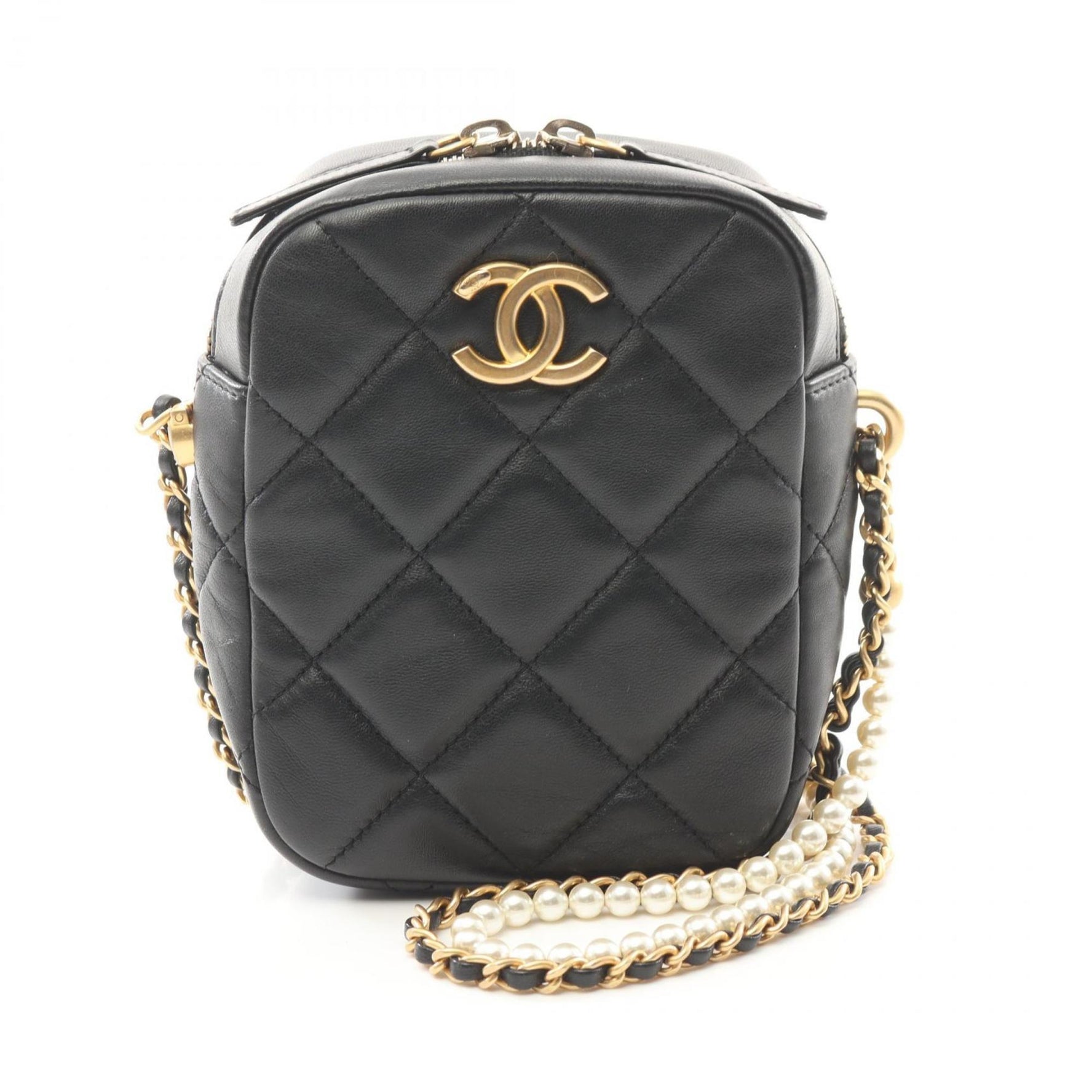 CHANEL Matelasse Faux Pearl Shoulder Bag Lambskin (Sheepskin)