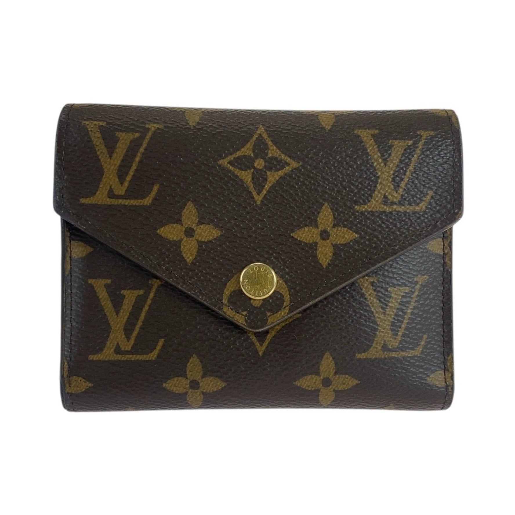 LOUIS VUITTON Monogram Victorine Portefeuille, Brown with Gold Hardware, M62472, Compact Folding Wallet