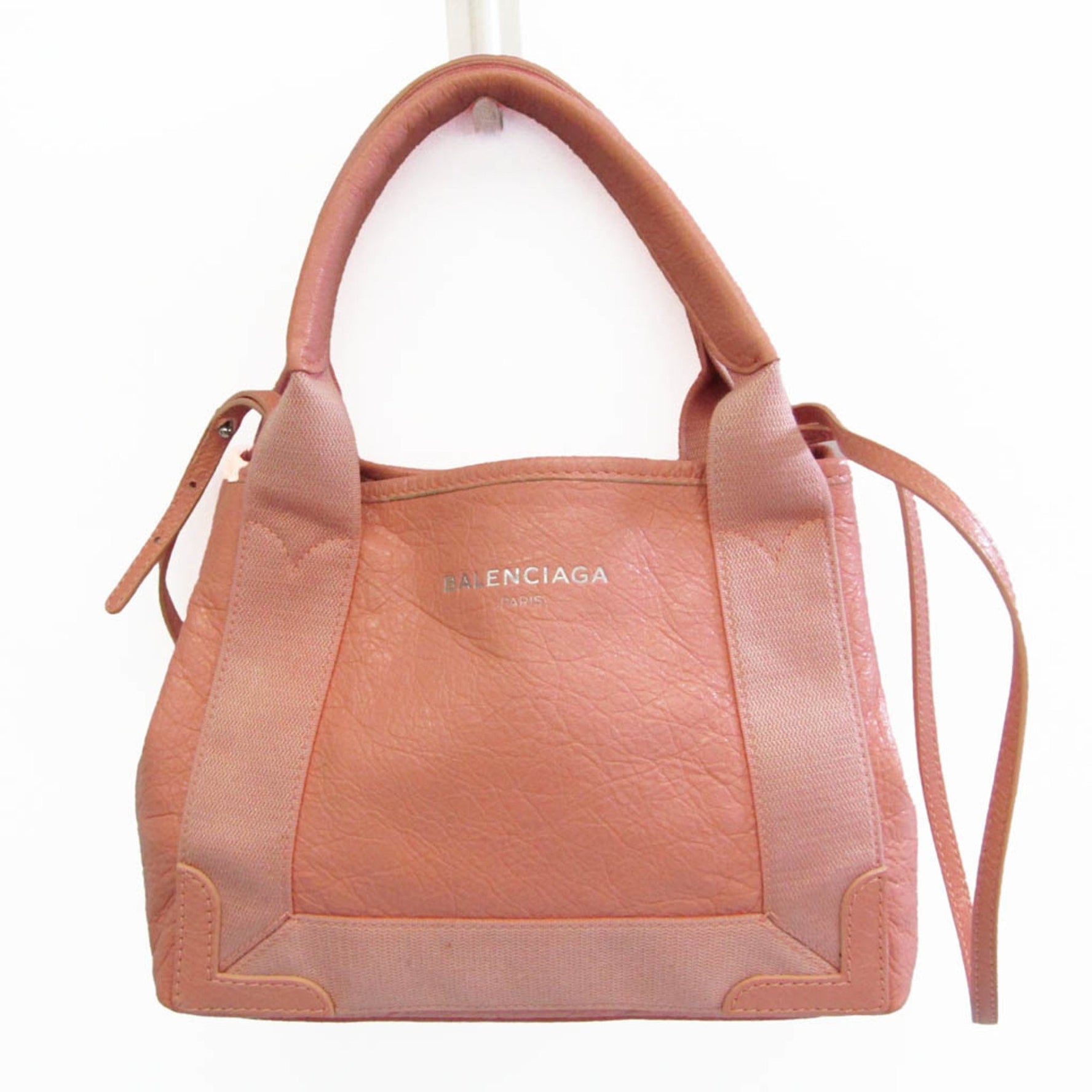 Balenciaga Navy Cabas XS Women's Canvas,Leather Handbag,Shoulder Bag Light Pink