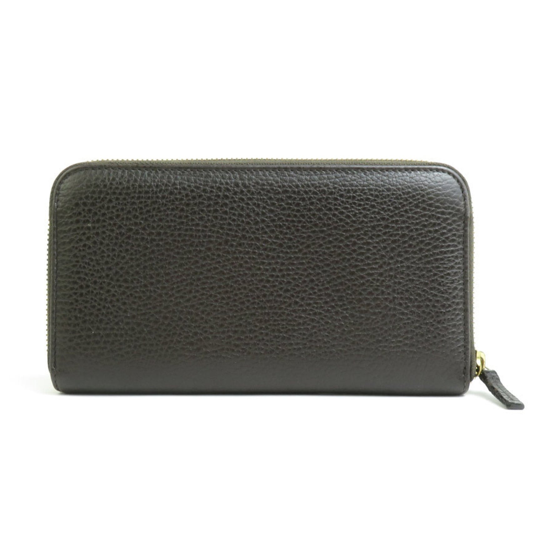 GUCCI Round Long Wallet Leather Dark Brown Gold Men's Women's e59499a