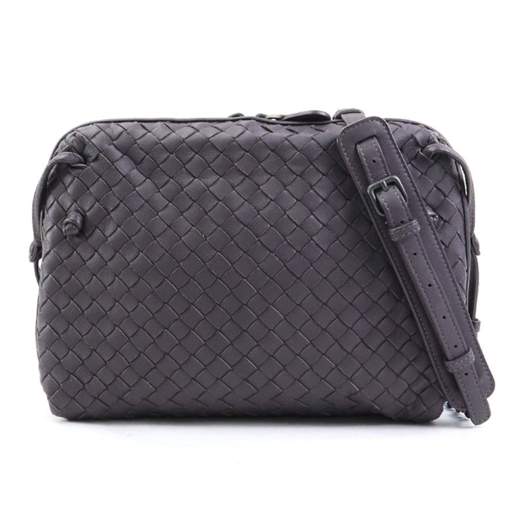 Bottega Veneta Shoulder Bag Intrecciato Leather Gray Purple