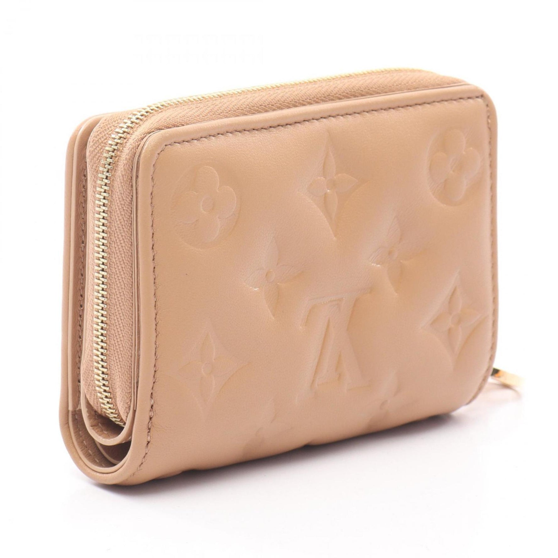 Louis Vuitton Portefeuille Lou Bi-fold Wallet in Monogram Embossed Leather, Beige