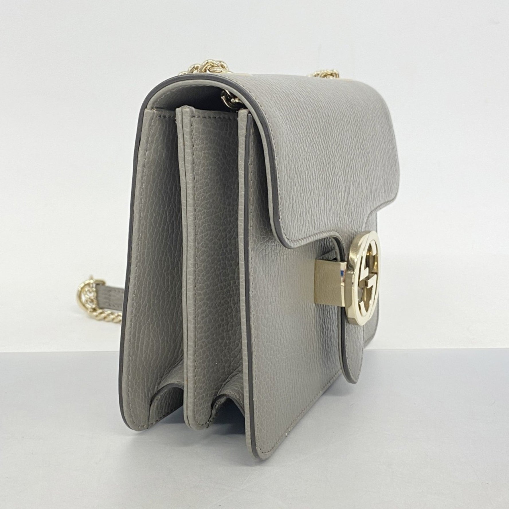 Gucci Interlocking G Shoulder Bag Leather Champagne