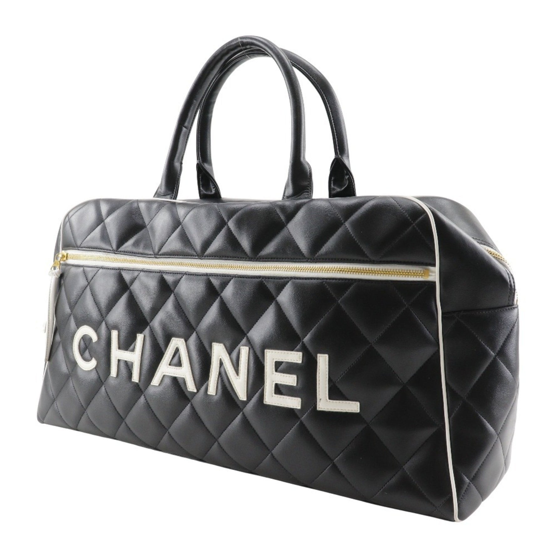 CHANEL Matelasse Boston Bag Calf Logo