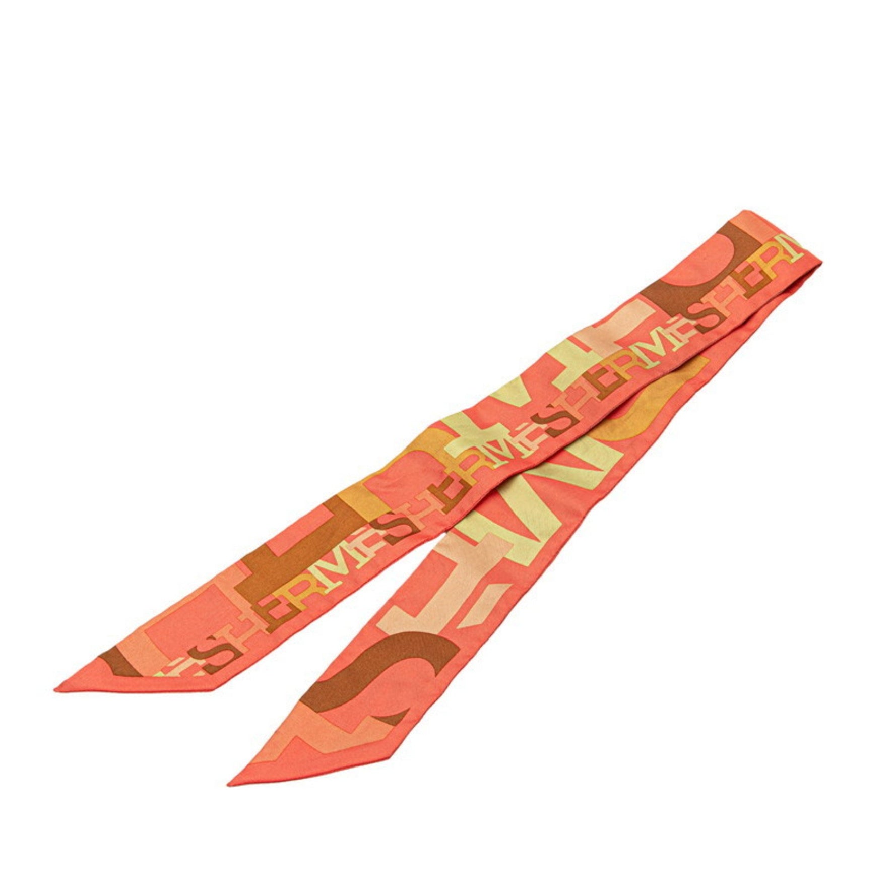 Hermes Twilly Capitals Scarf Muffler Pink Multicolor Silk Women's HERMES