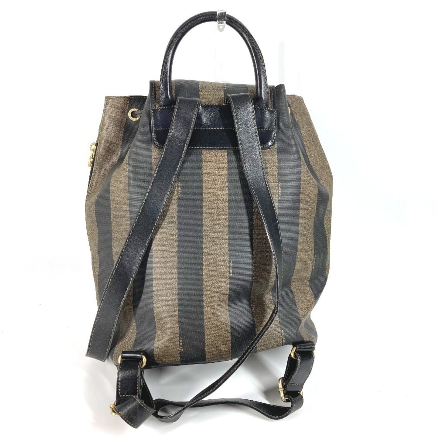 FENDI Pecan Backpack, PVC/Leather, Unisex, Khaki
