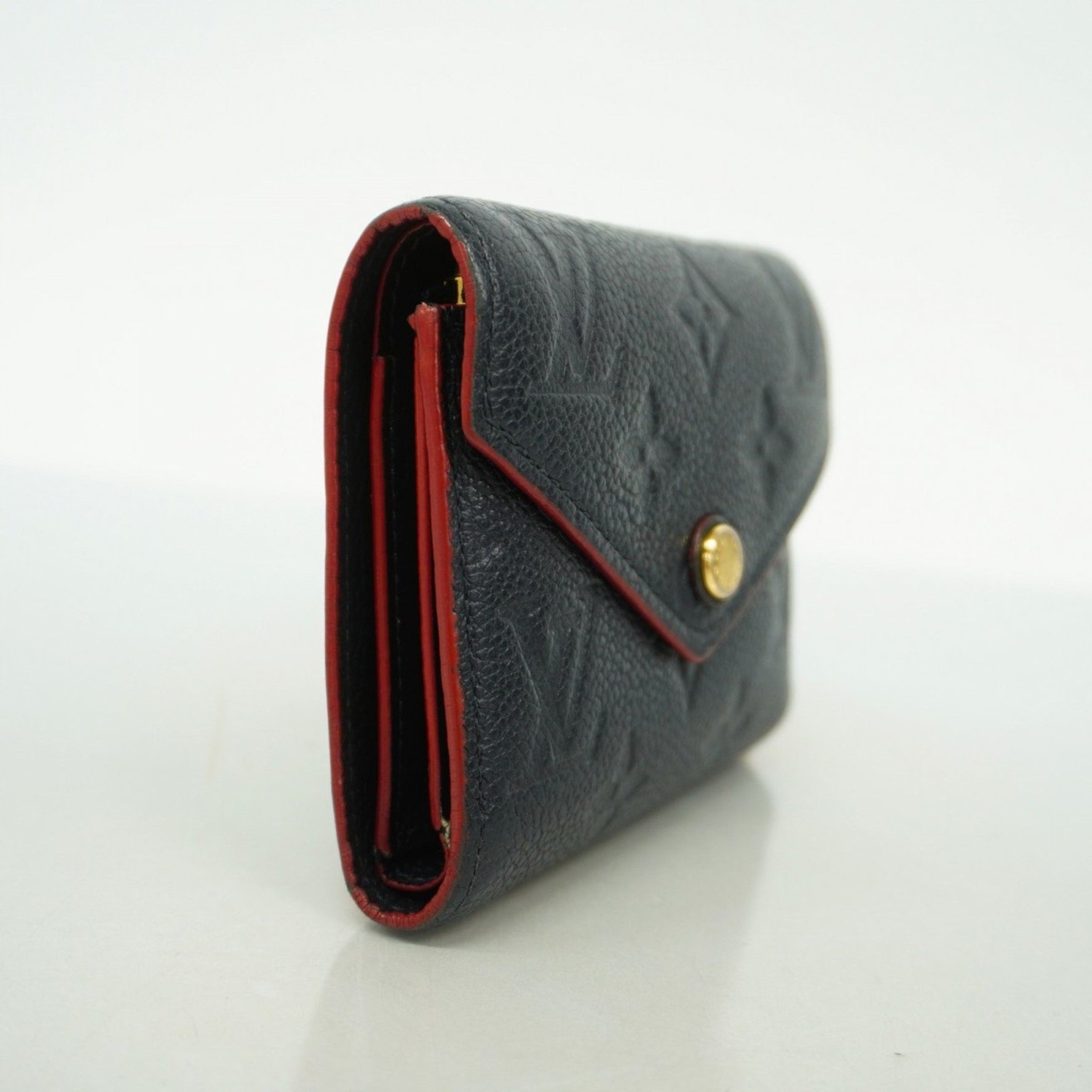 Louis Vuitton Monogram Empreinte Portefeuille Victorine Tri-fold Wallet Marine Rouge