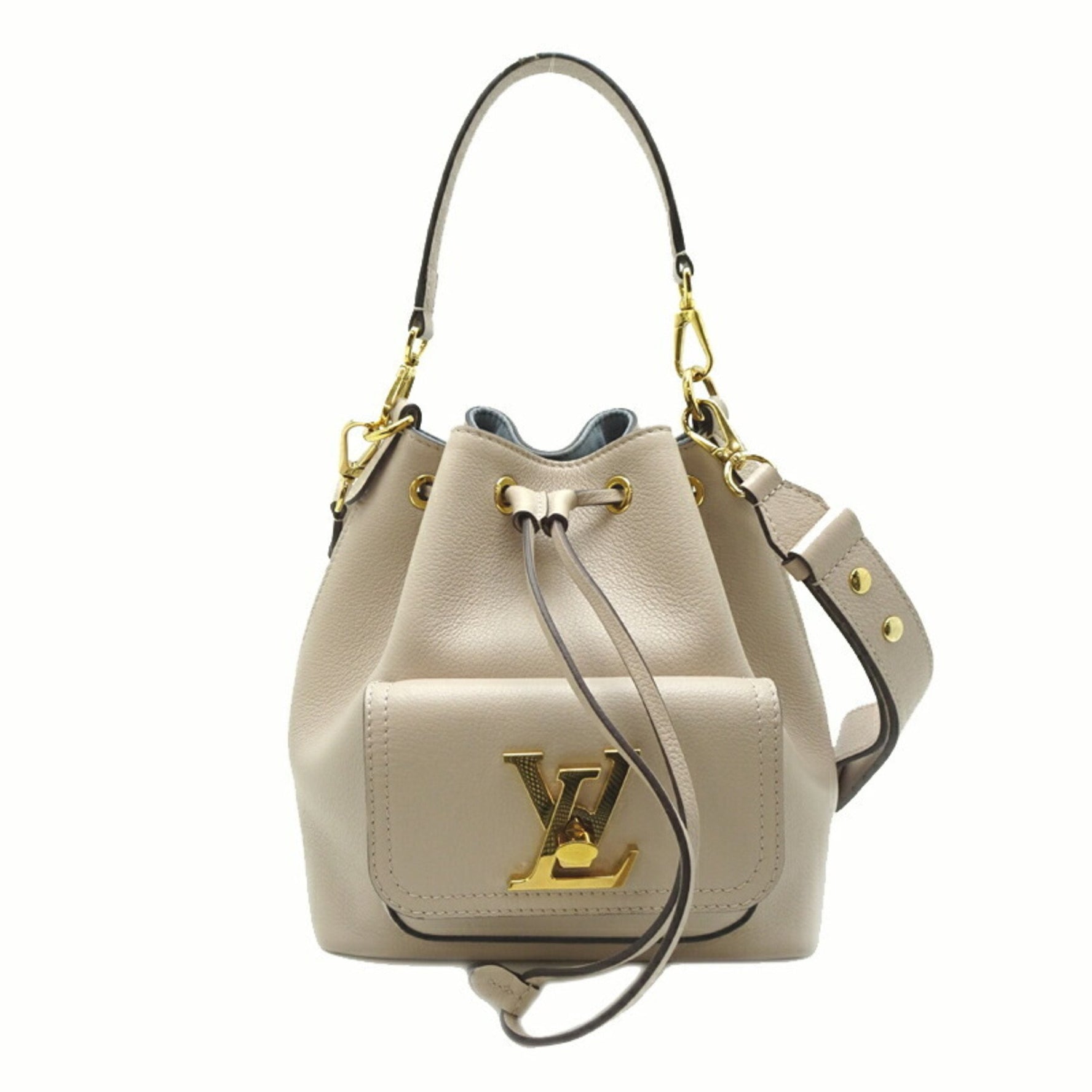 Louis Vuitton Lock Me Bucket NV Shoulder Bag in Grained Calfskin Leather