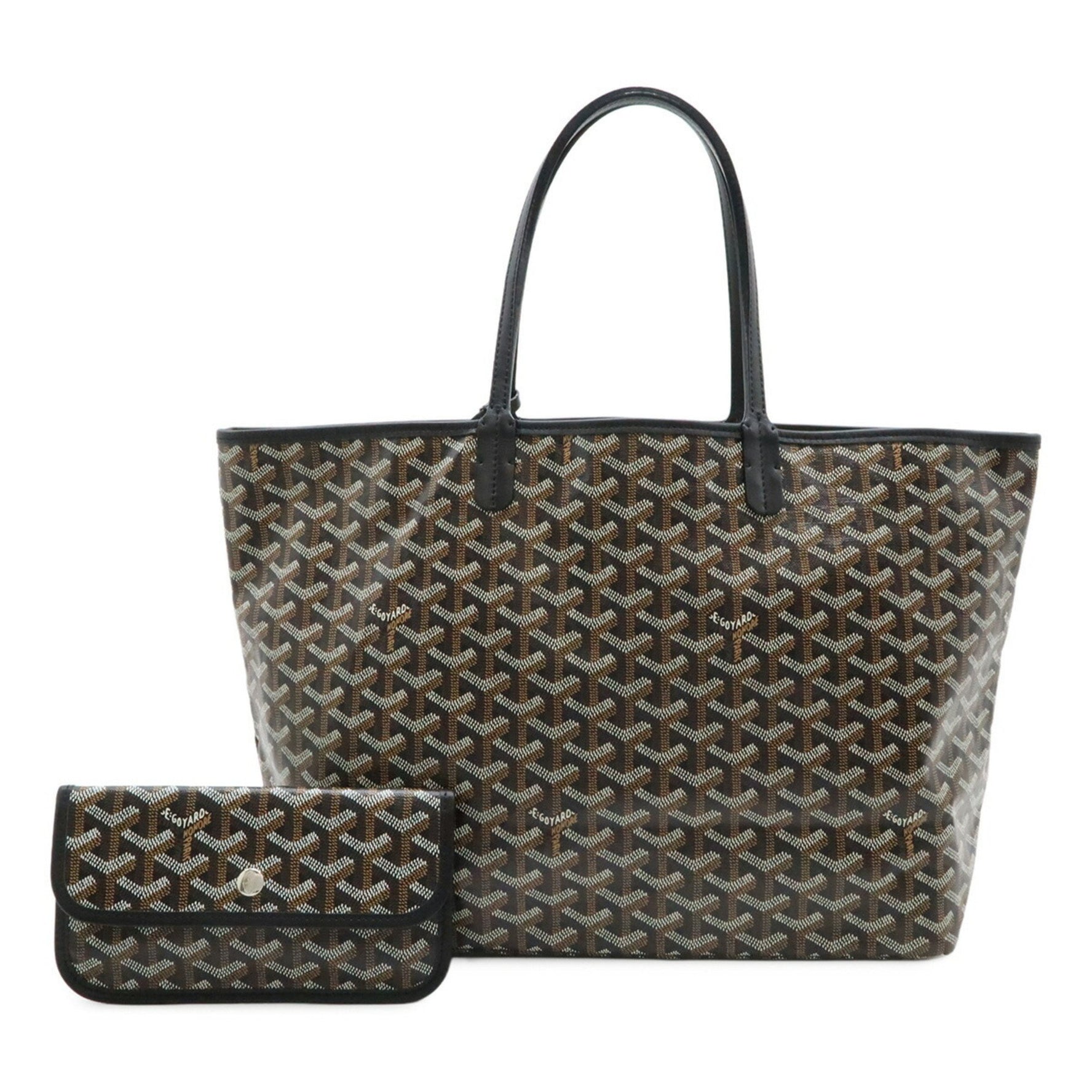 GOYARD Saint Louis PM Tote Bag Shoulder Coated Canvas Leather Black Brown White