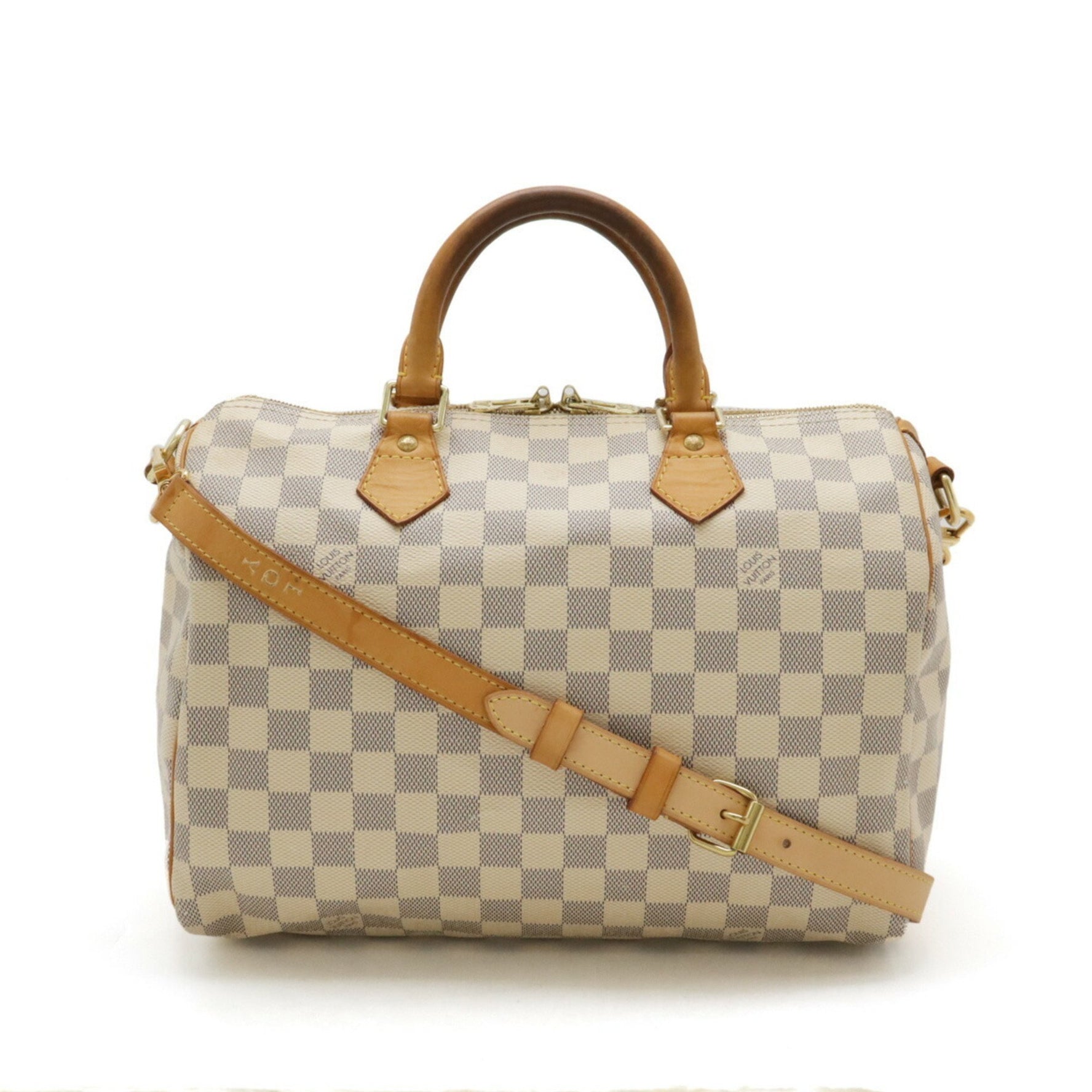 LOUIS VUITTON Damier Azur Speedy Bandouliere 30 Handbag Shoulder Bag with Initials N41373