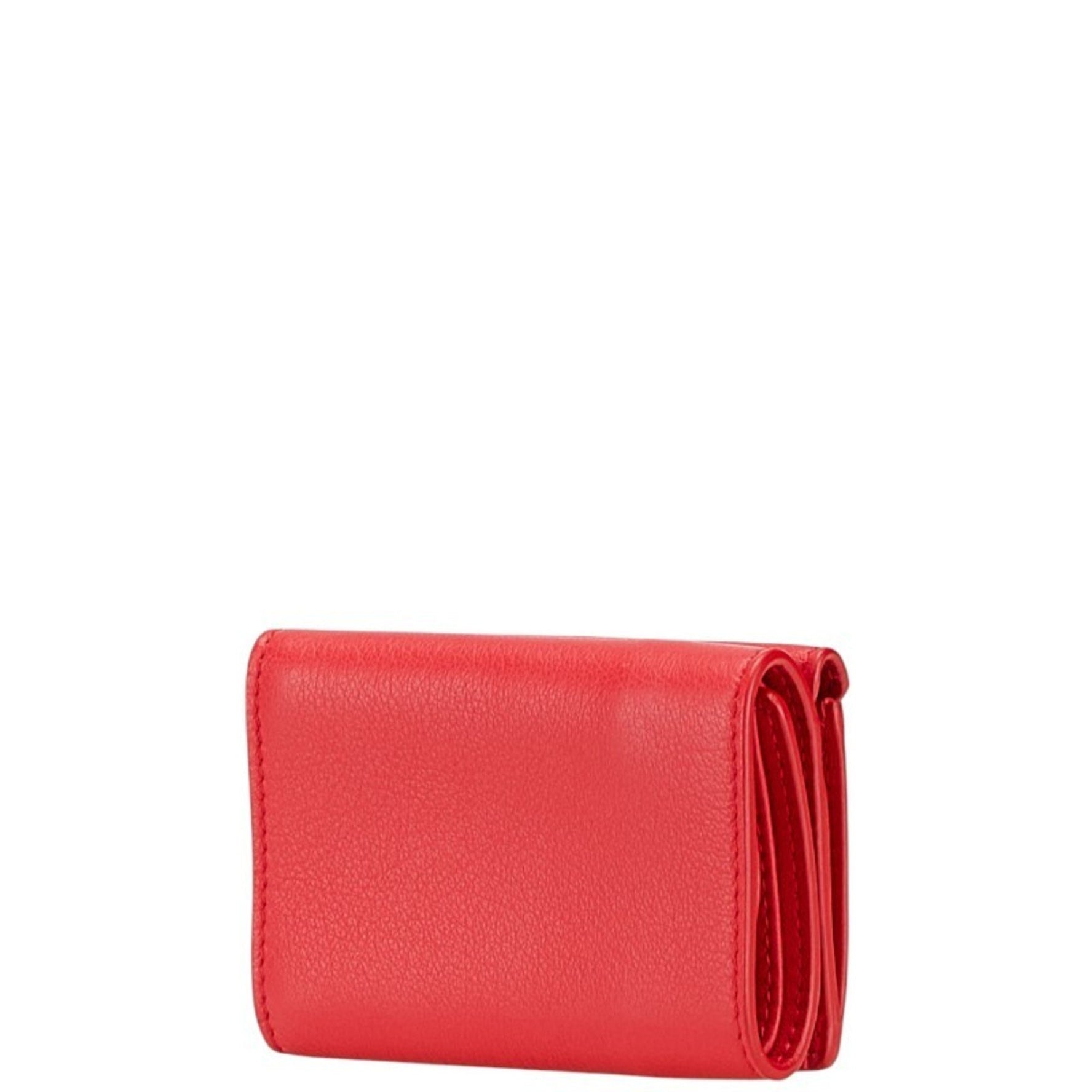 Balenciaga Paper Mini Trifold Wallet Red Leather
