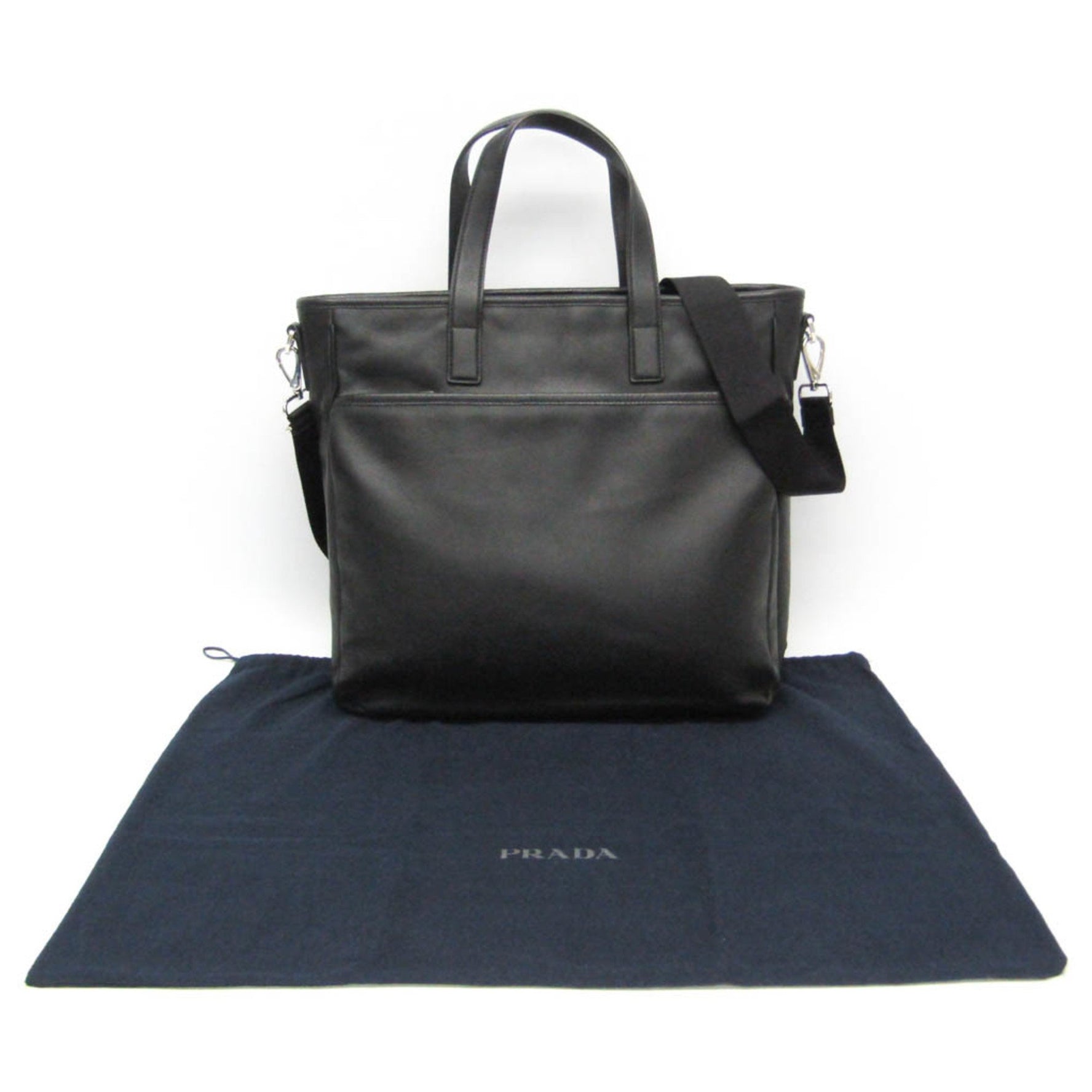 Prada Men's Leather Handbag,Shoulder Bag Black