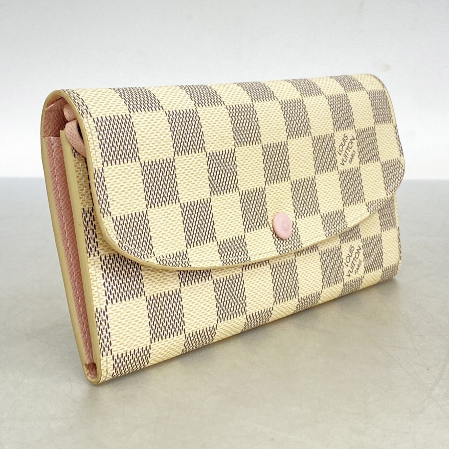 Louis Vuitton Damier Azur Portefeuille Emilie Wallet N41625 White Rose Ballerine Women's