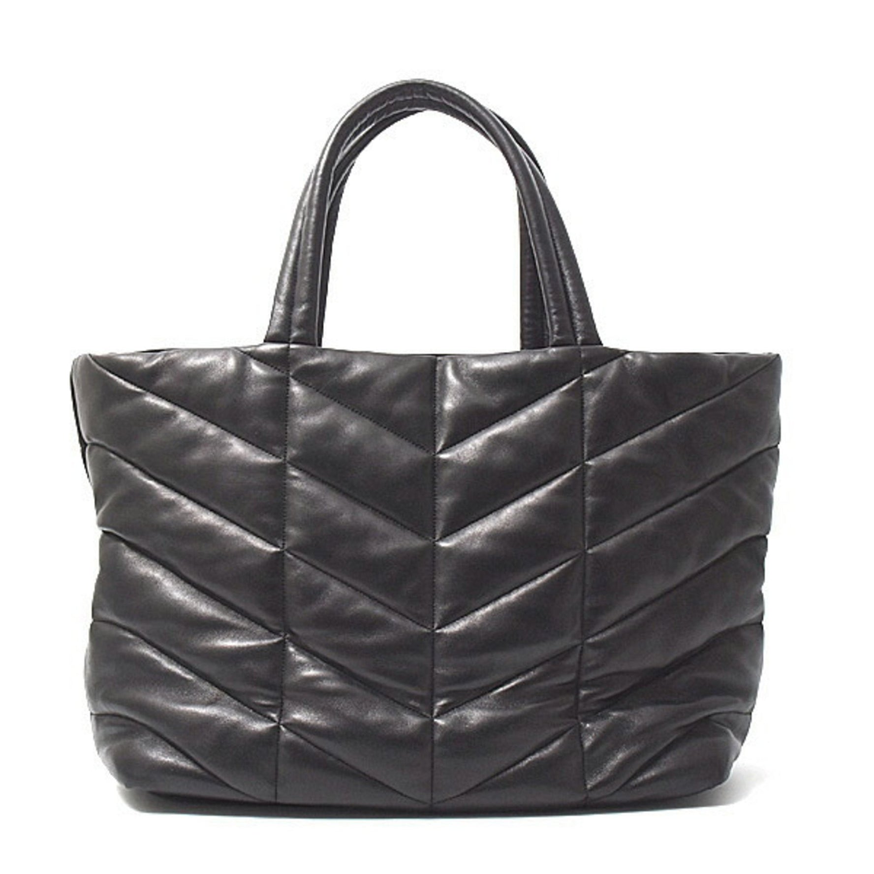 Saint Laurent Women's Tote Bag Shoulder Lamb Leather Black SAINT LAURENT