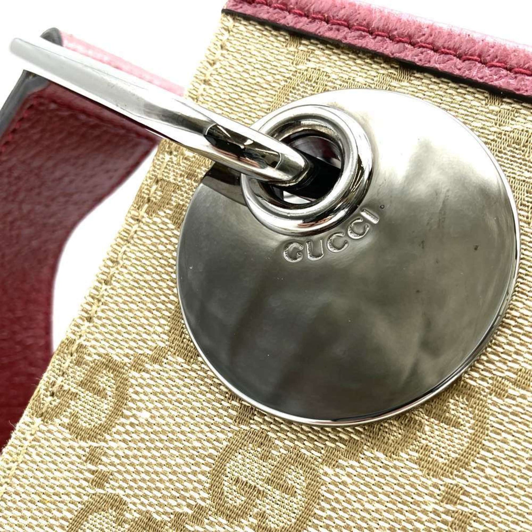 GUCCI Shoulder Bag GG Canvas Leather Pink