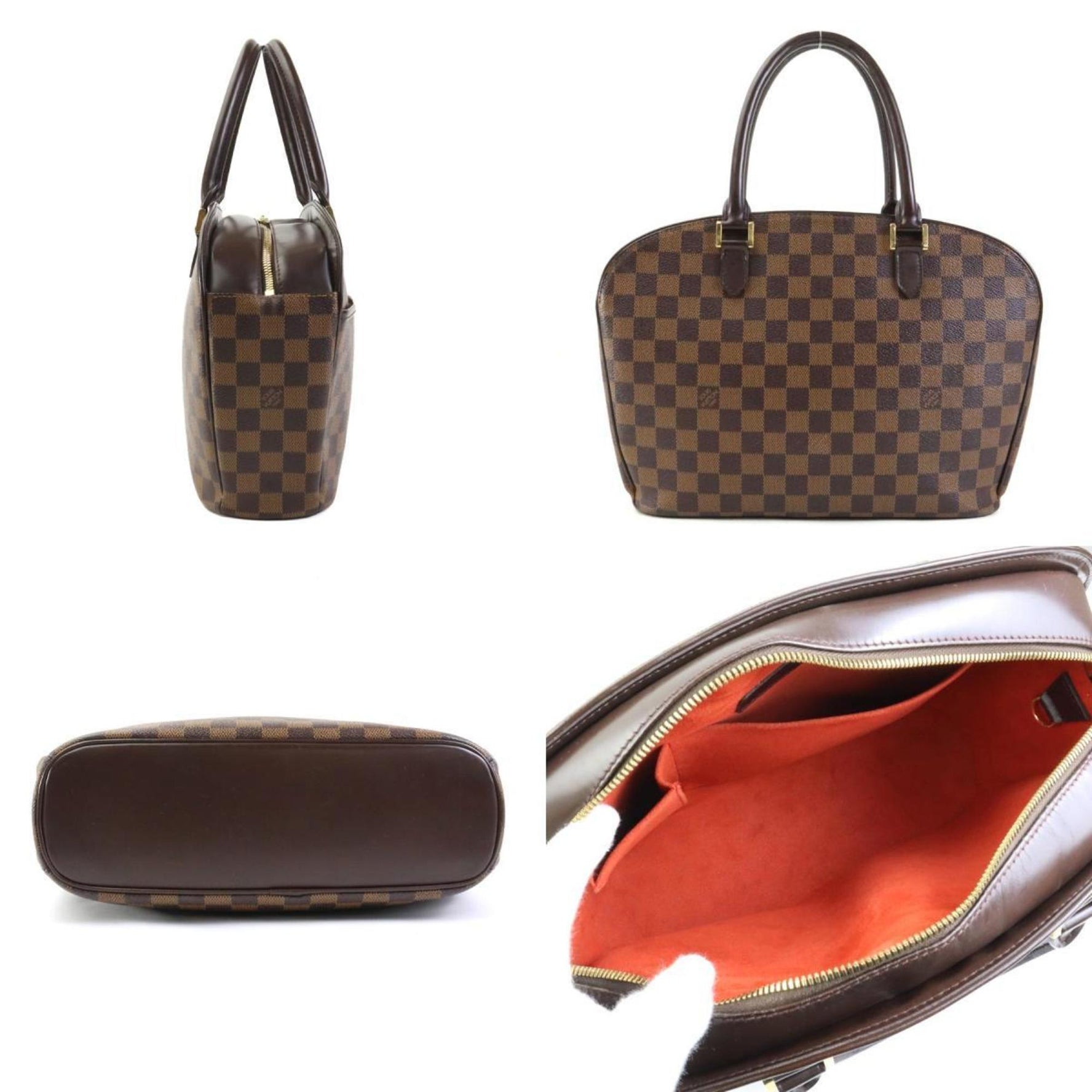 Louis Vuitton LOUIS VUITTON Handbag Damier Saria Horizontal Canvas Brown Gold Women's N51282 e59314i