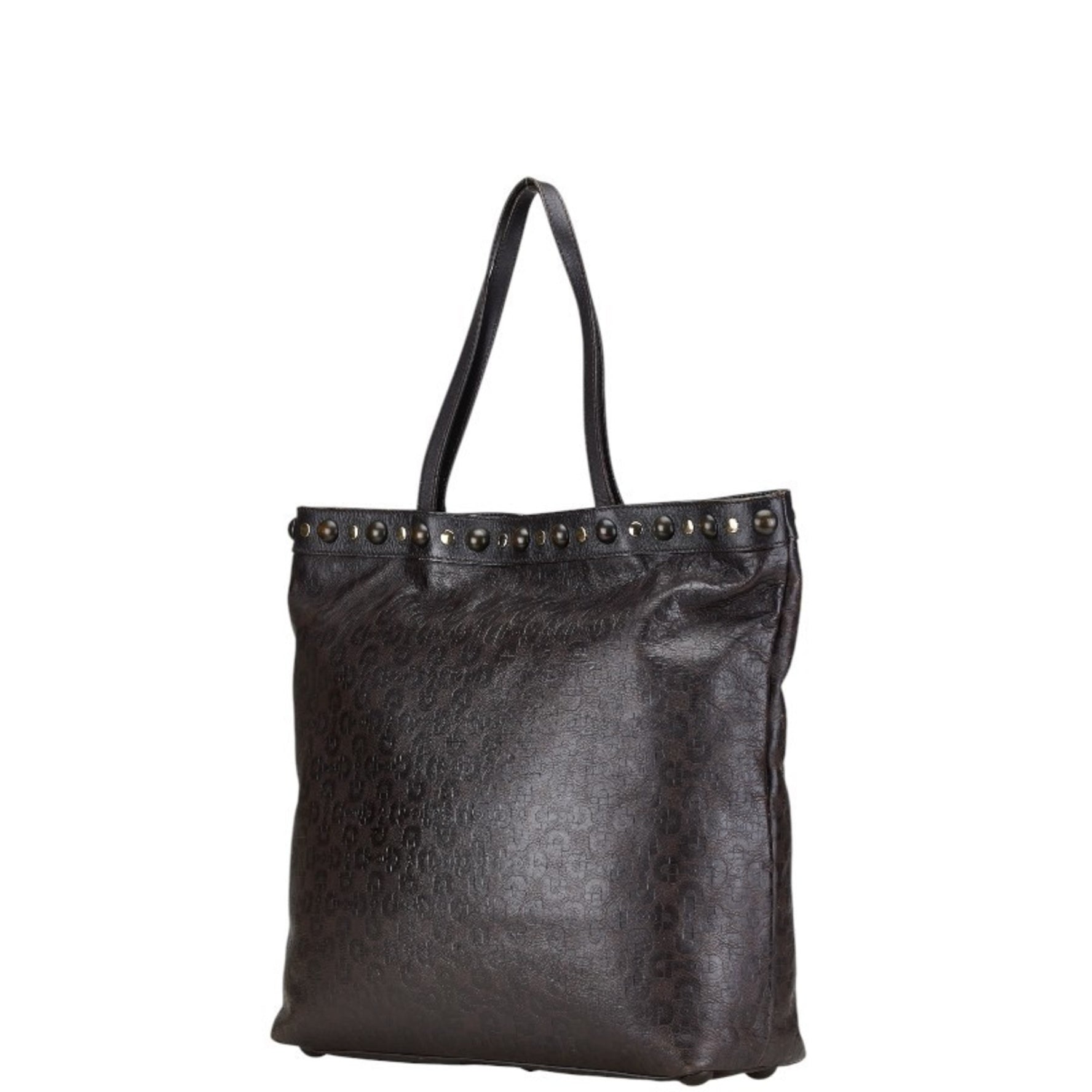 Gucci Horsebit Studded Tote Bag Shoulder Brown Leather Women's GUCCI