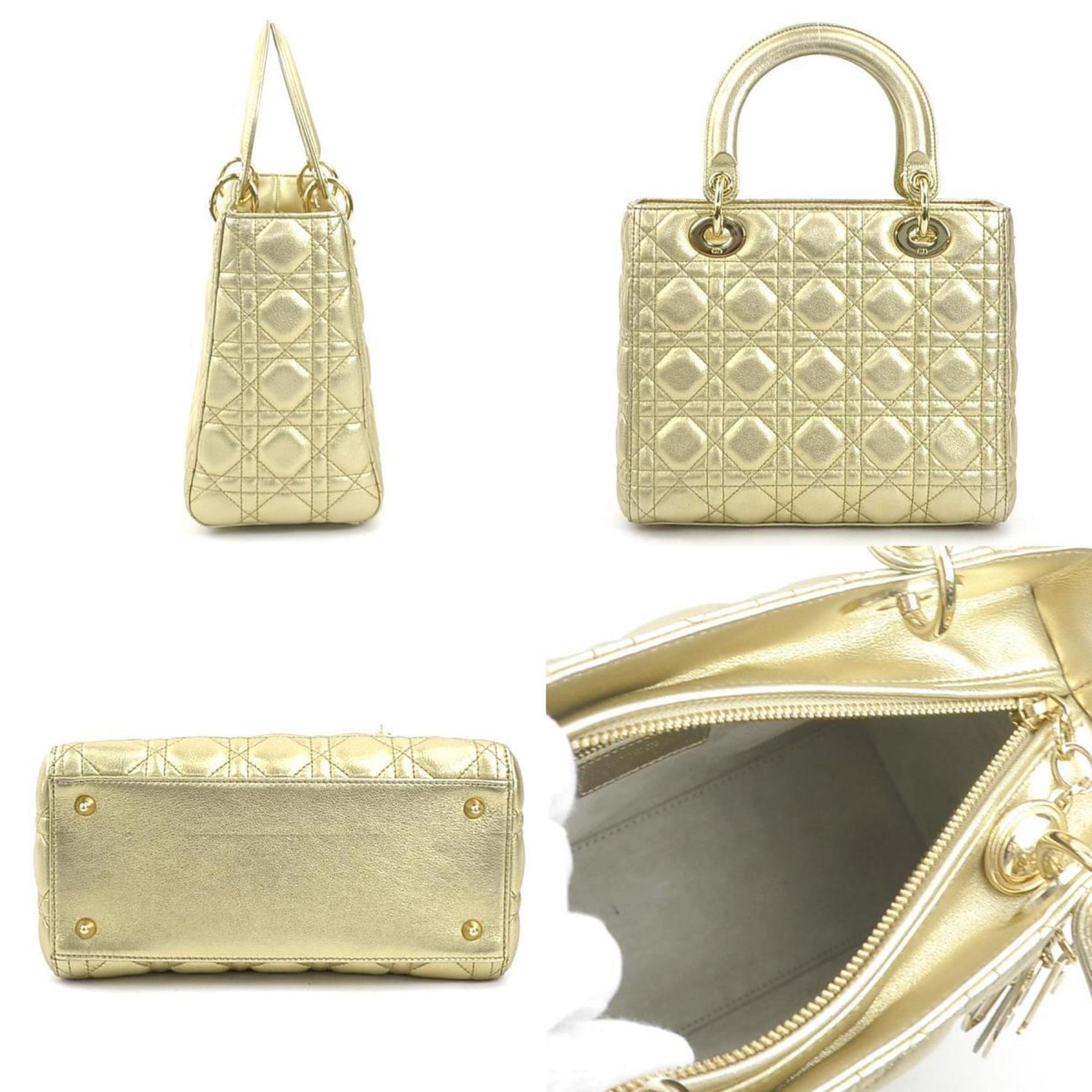 Christian Dior handbag shoulder bag Lady lambskin gold ladies