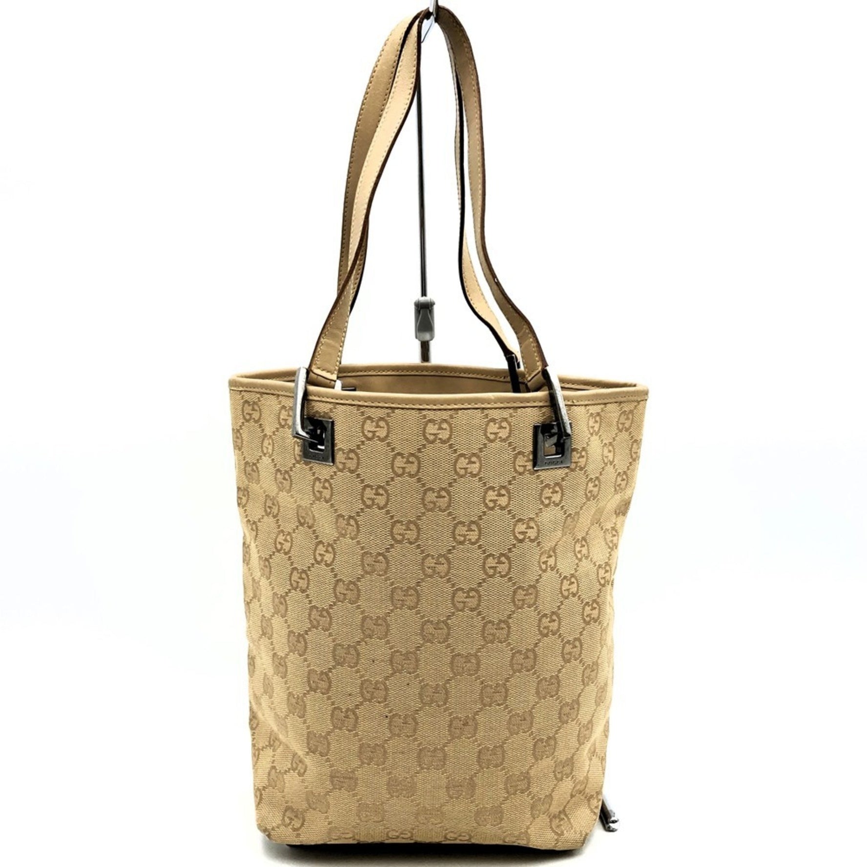 GUCCI Tote Bag Handbag GG Canvas Leather Men's