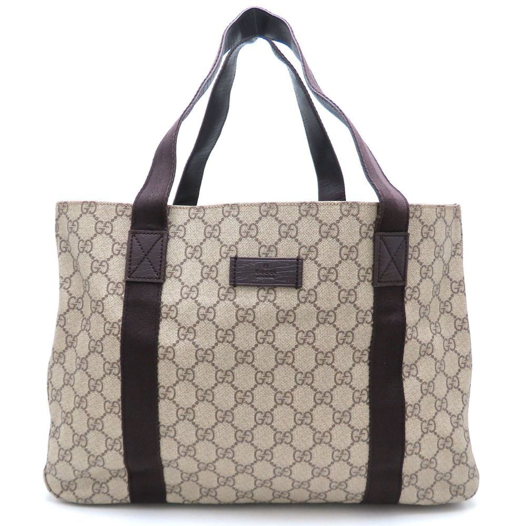 GUCCI Tote Bag in GG Supreme Canvas, Beige and Dark Brown