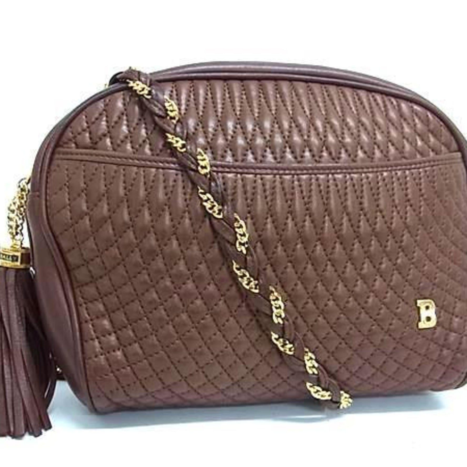 BALLY B Shoulder Bag in Leather with Tassel and Quilting