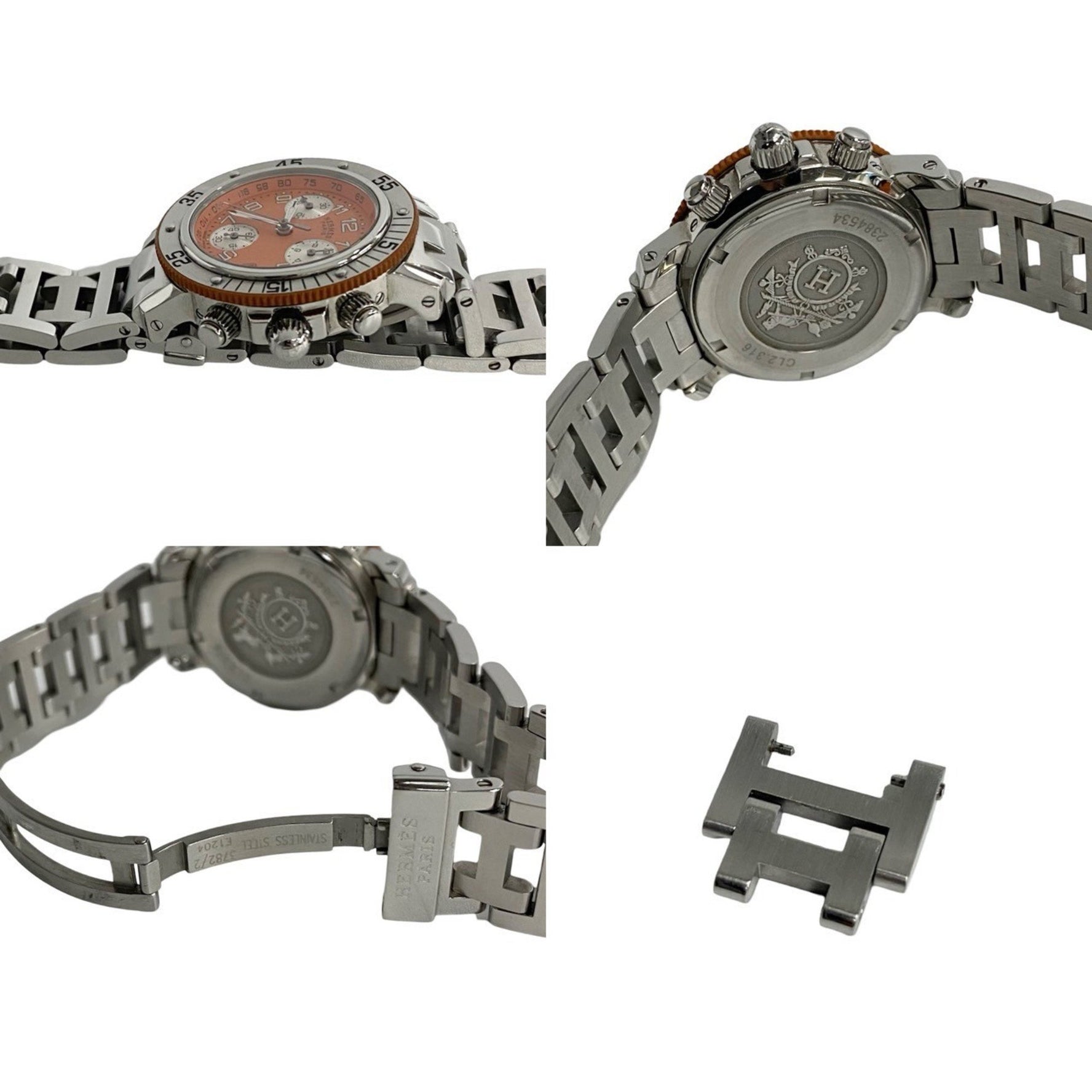 HERMES Clipper Diver Chronograph Stainless Steel Wristwatch, Silver,