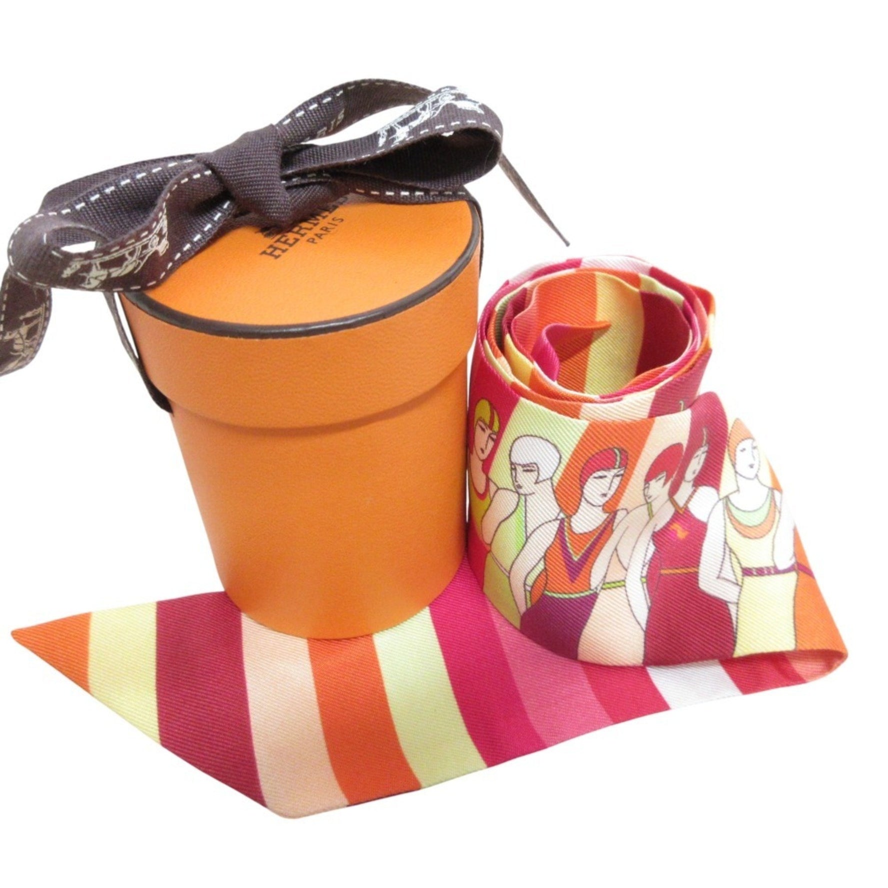 HERMES Twilly LES BAIGNEUSES Water Playing Silk Scarf/Muffler Multicolor