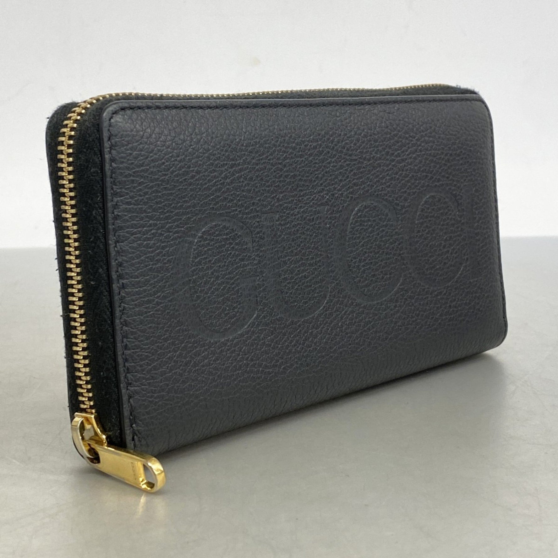Gucci long wallet leather black for men and women