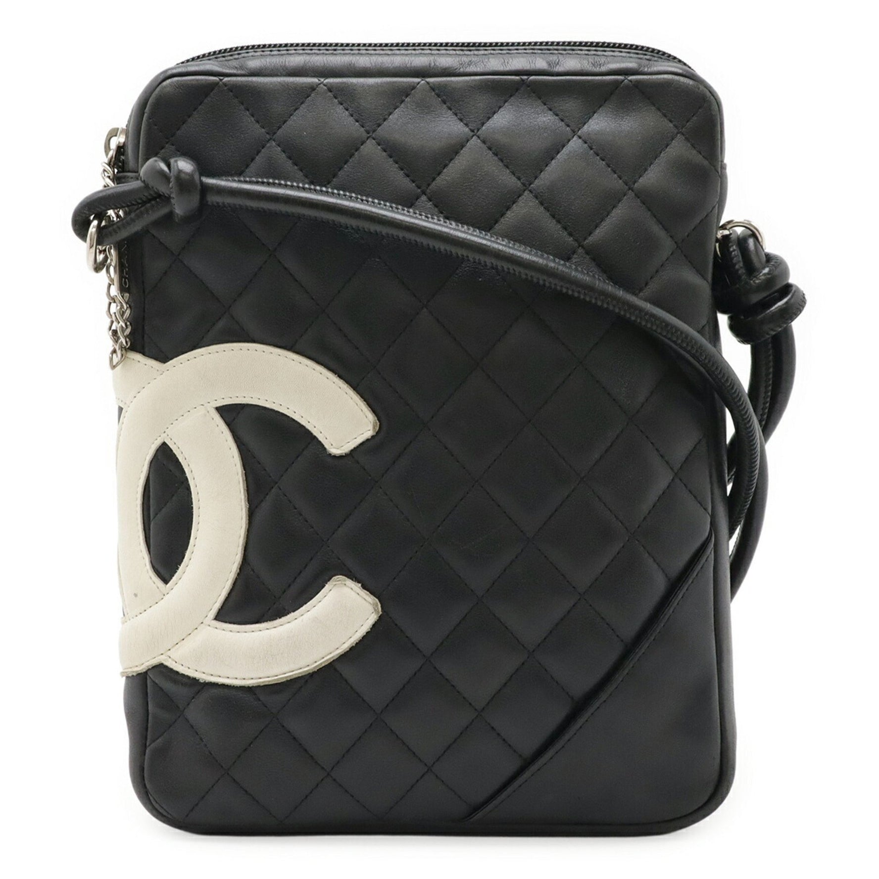 CHANEL Cambon Line Coco Mark Medium Pochette Shoulder Bag in Soft Calfskin, Black and White