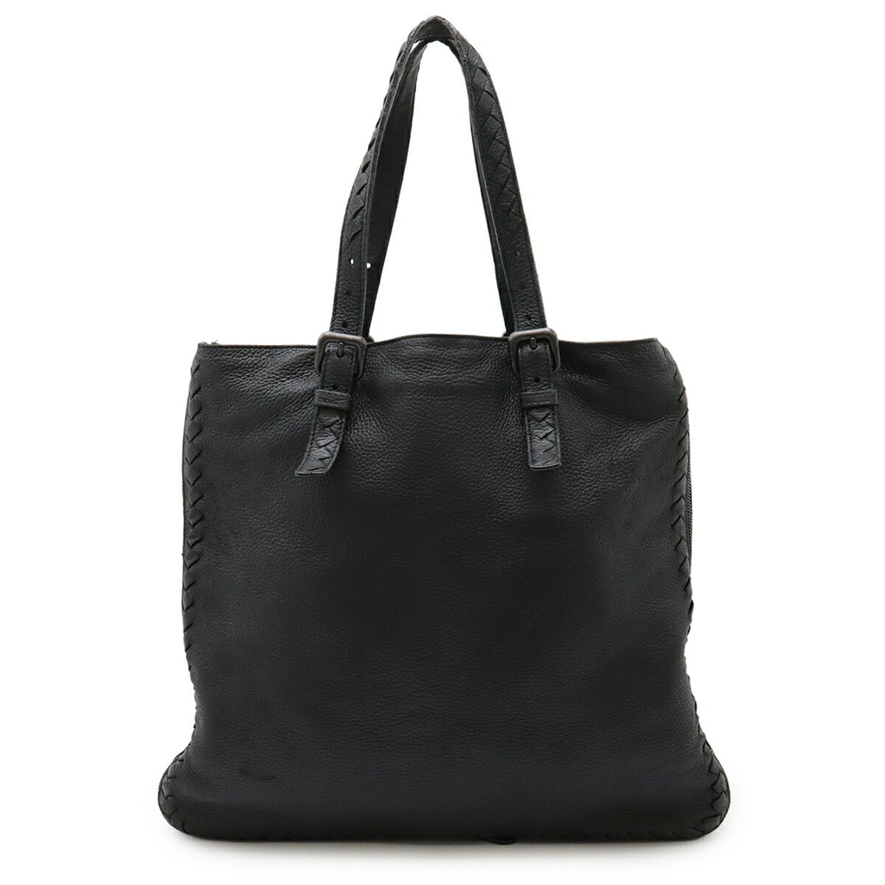 BOTTEGA VENETA Intrecciato Side Tote Bag Shoulder Leather Black