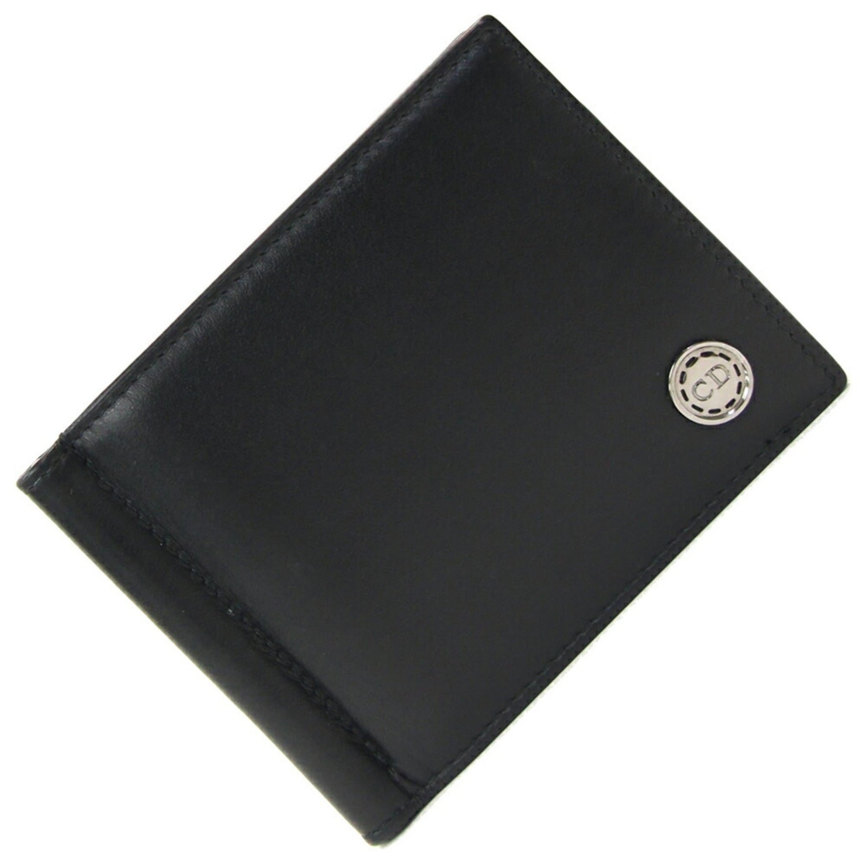 Christian Dior Dior Bi-fold Money Clip Leather Compact Wallet Billfold DIOR