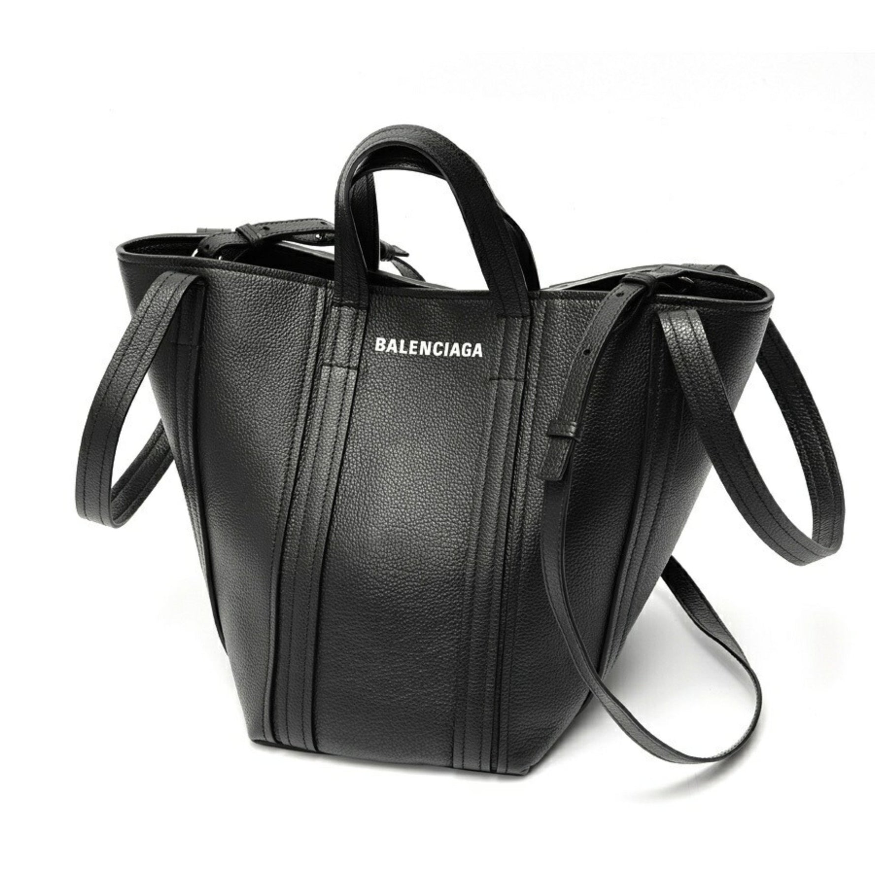 Balenciaga Everyday 2.0 North South Shoulder Tote Bag Grained Calf Leather Black T-158154