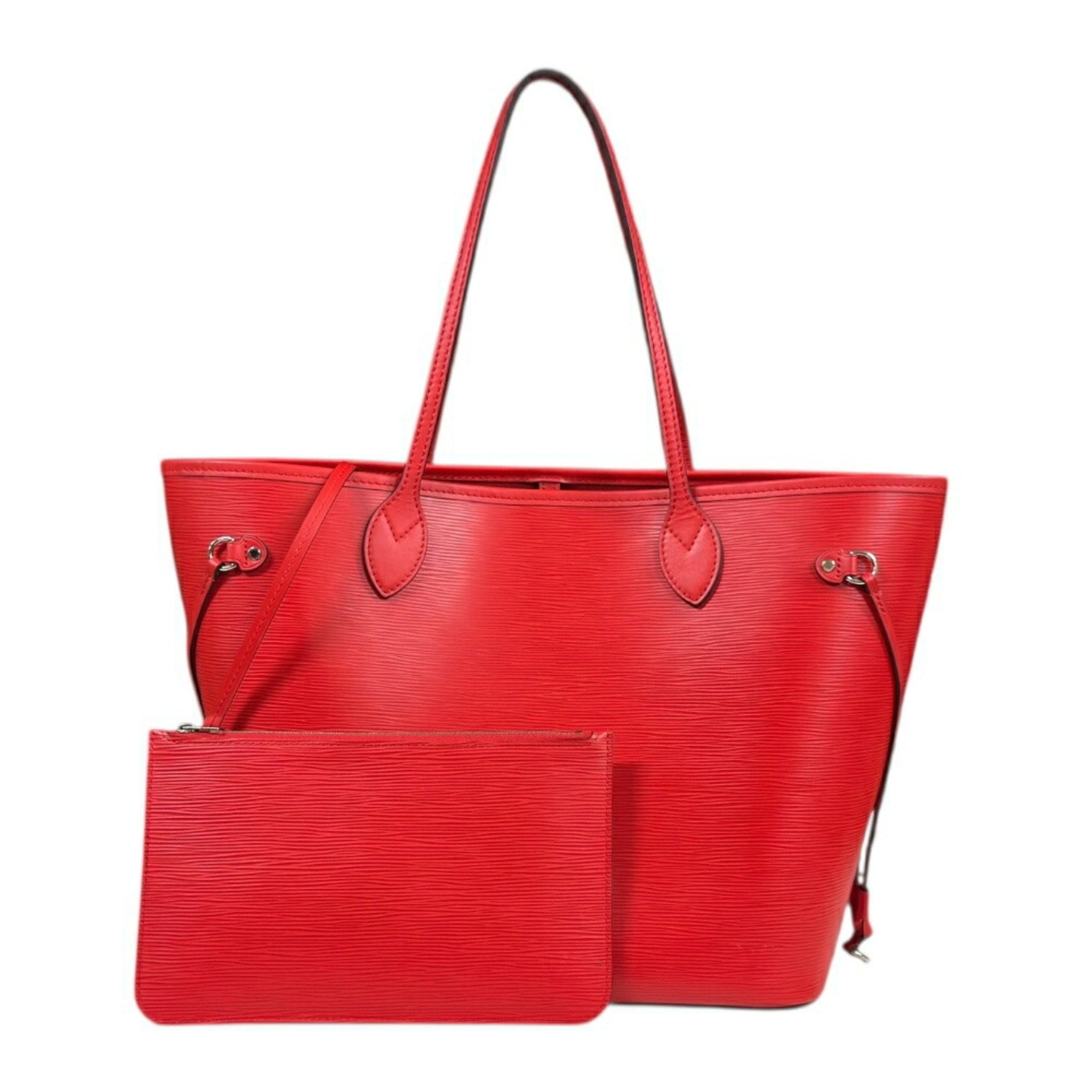 Louis Vuitton Neverfull MM Epi Tote Bag Leather Red