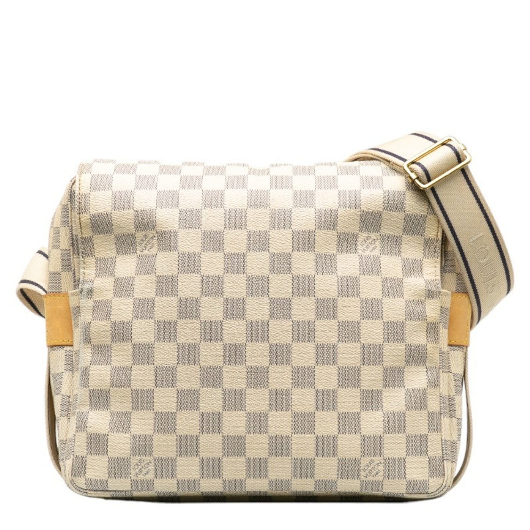 Louis Vuitton Damier Azur Naviglio Shoulder Bag N51189 White PVC Leather Women's LOUIS VUITTON