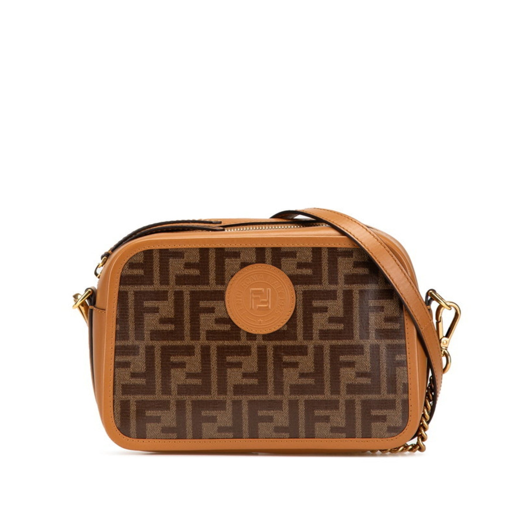 FENDI Zucca Cam Crossbody Shoulder Bag Leather
