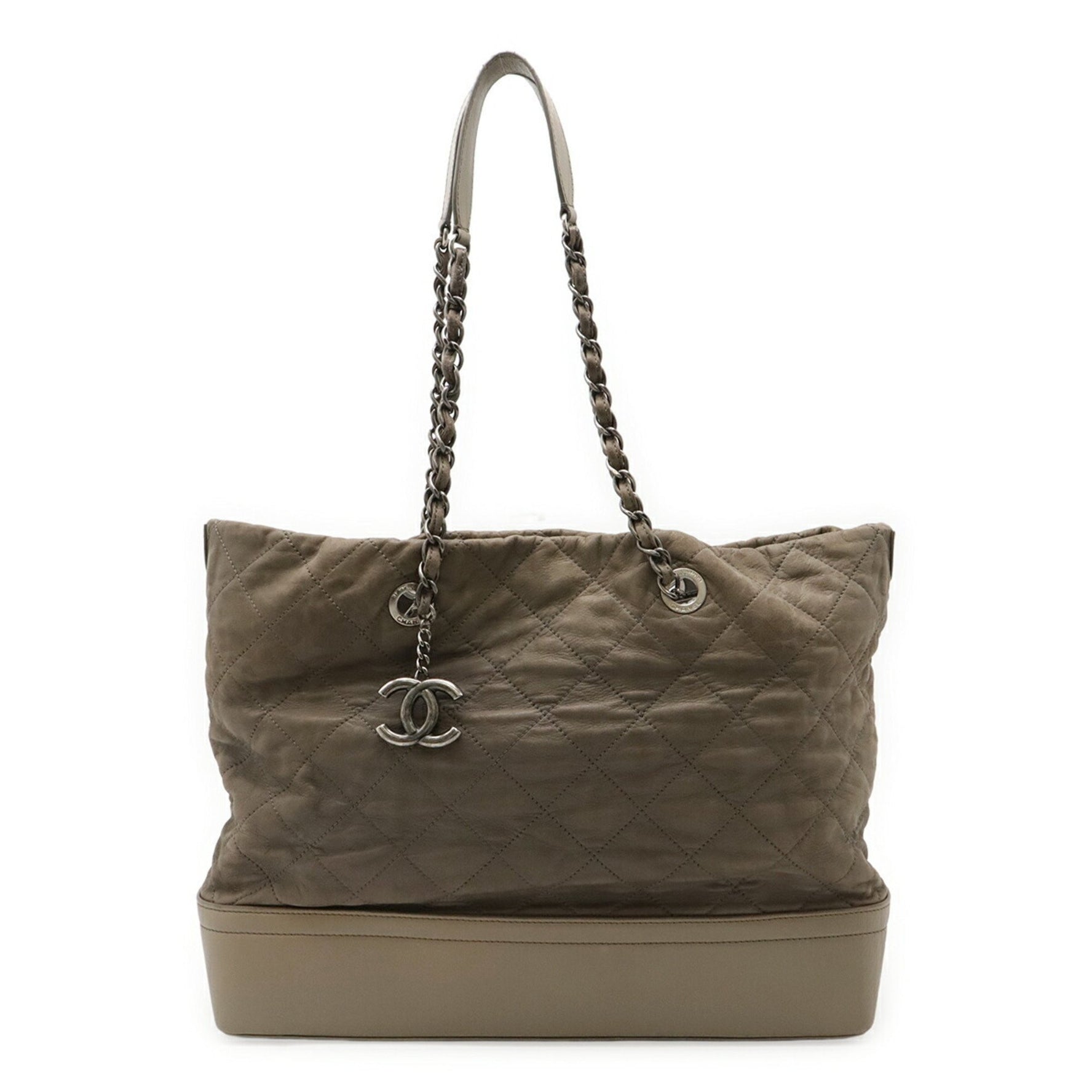 CHANEL Gabrielle de Matelasse Large Hobo Shoulder Bag with Chain Strap, Dark Gray Leather