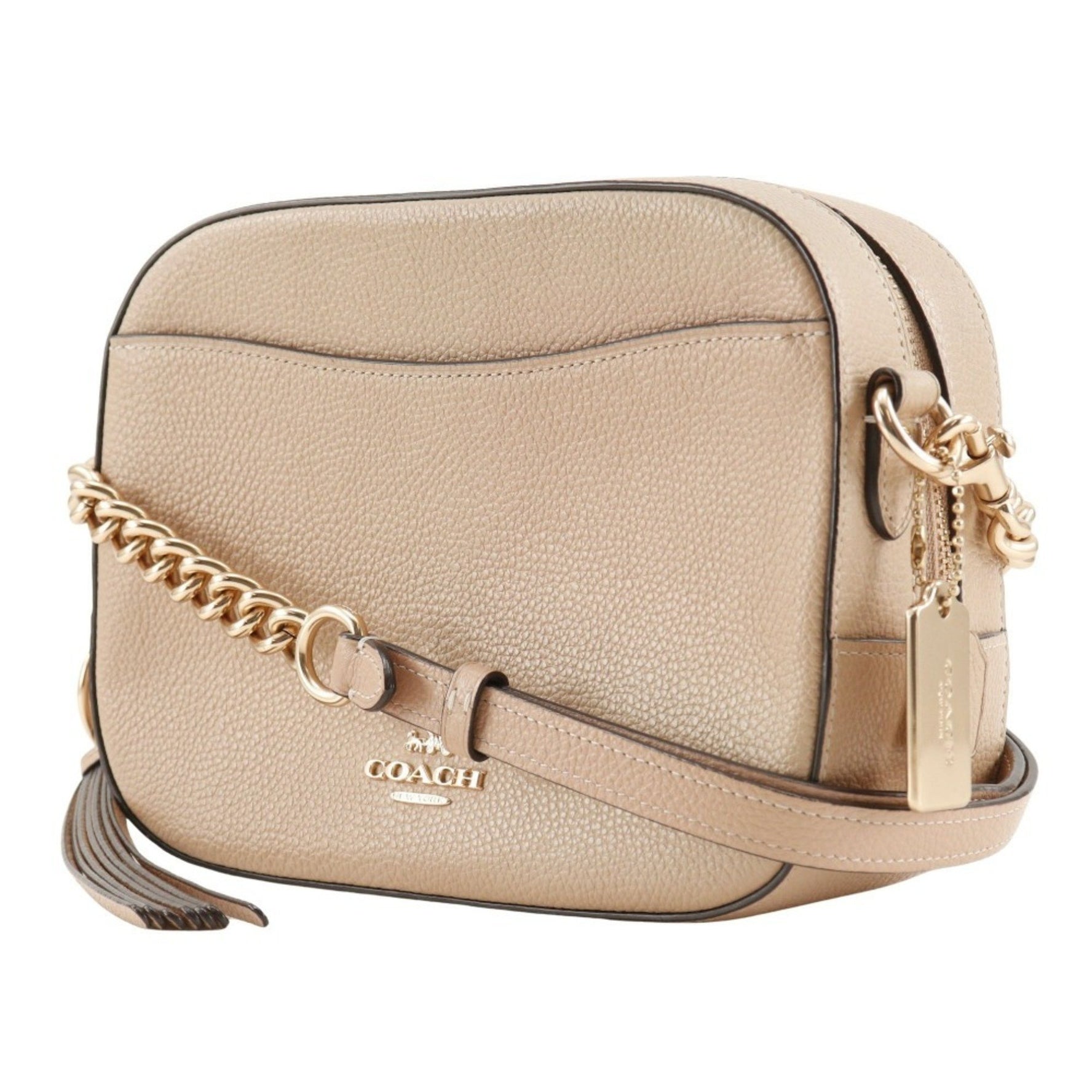 Coach COACH Shoulder Bag Leather Beige Camera Women's