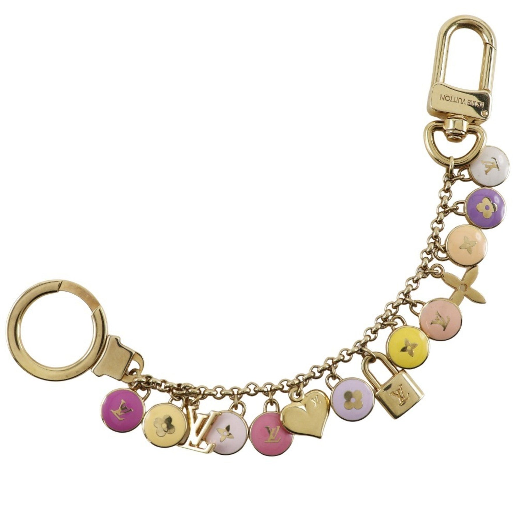 Louis Vuitton Porto Cresenne Keychain with Pastille Charm, Gold-Plated, Multicolor