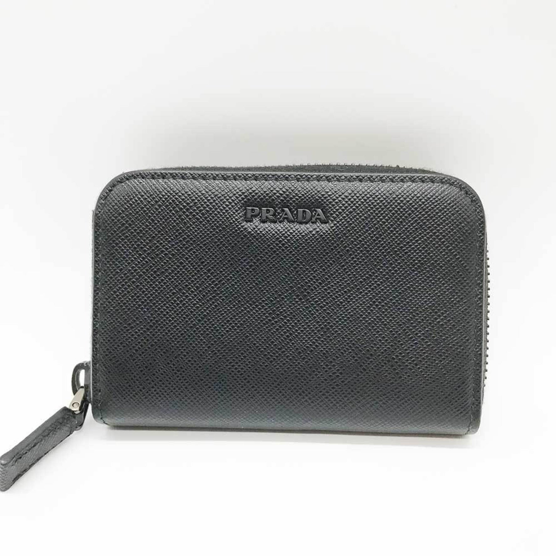PRADA Wallet/Coin Case Saffiano Leather Black
