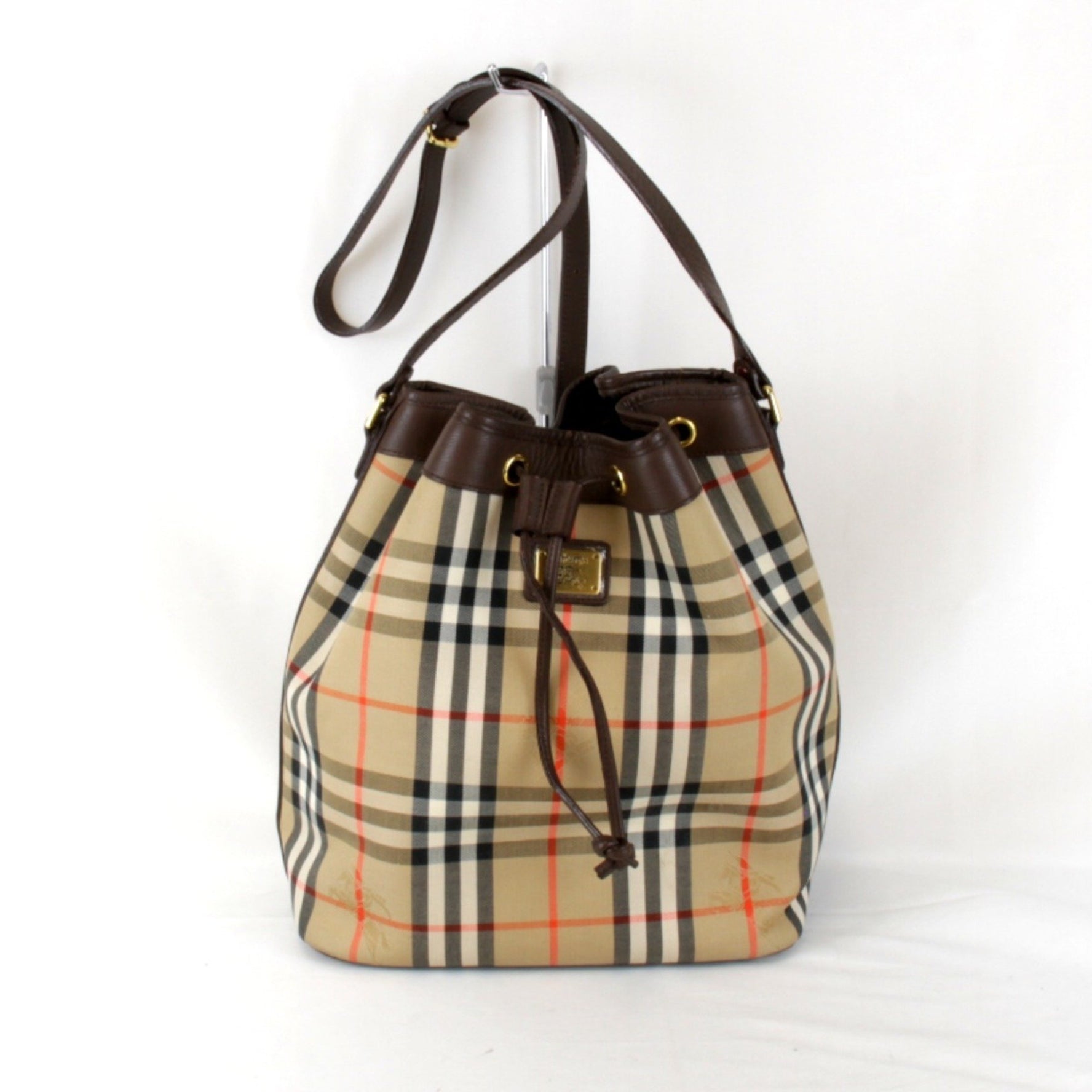 BURBERRY Nova Check Shadow Horse Shoulder Bag / Leather