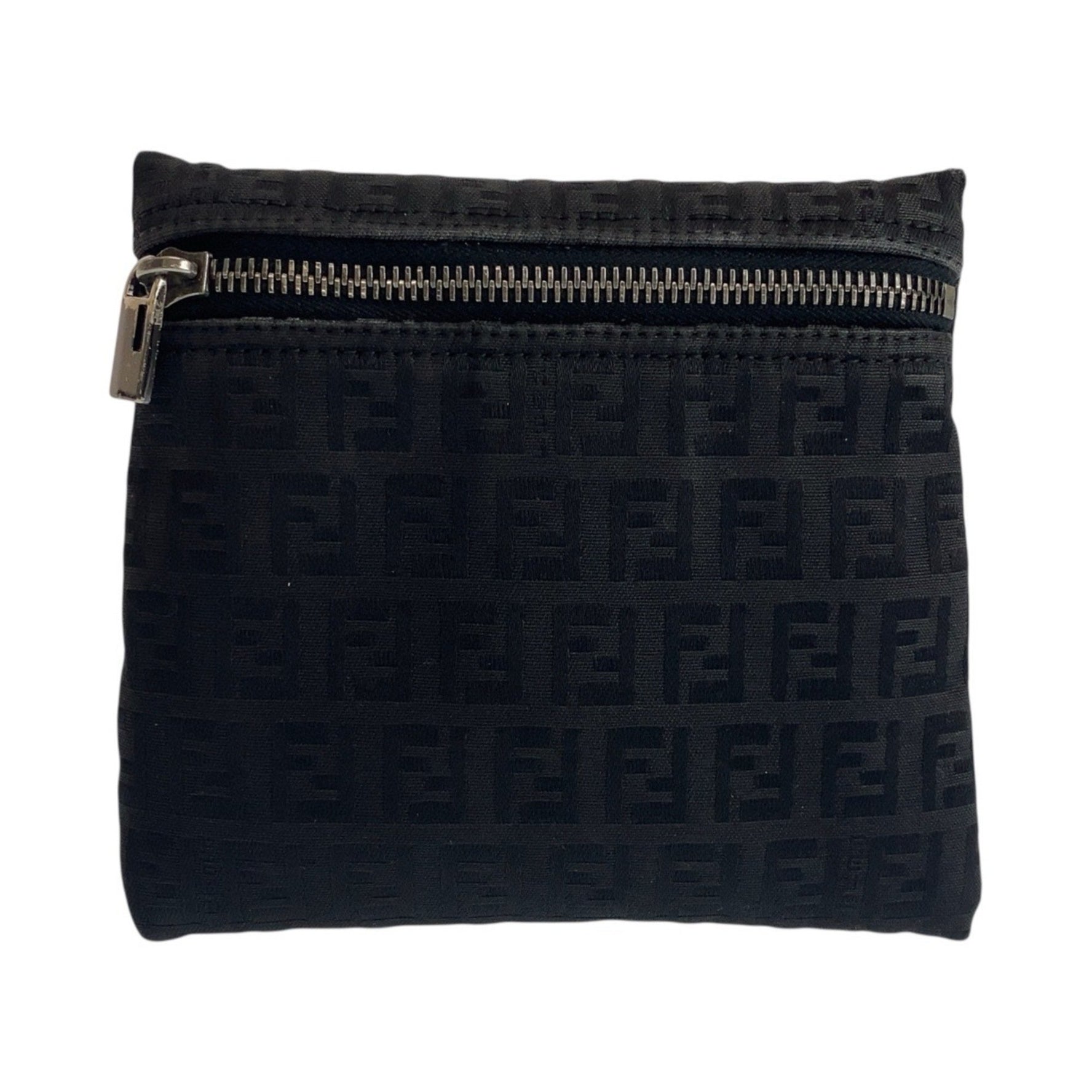 FENDI Zucchino Silver Hardware Nylon Pouch Small Item Case