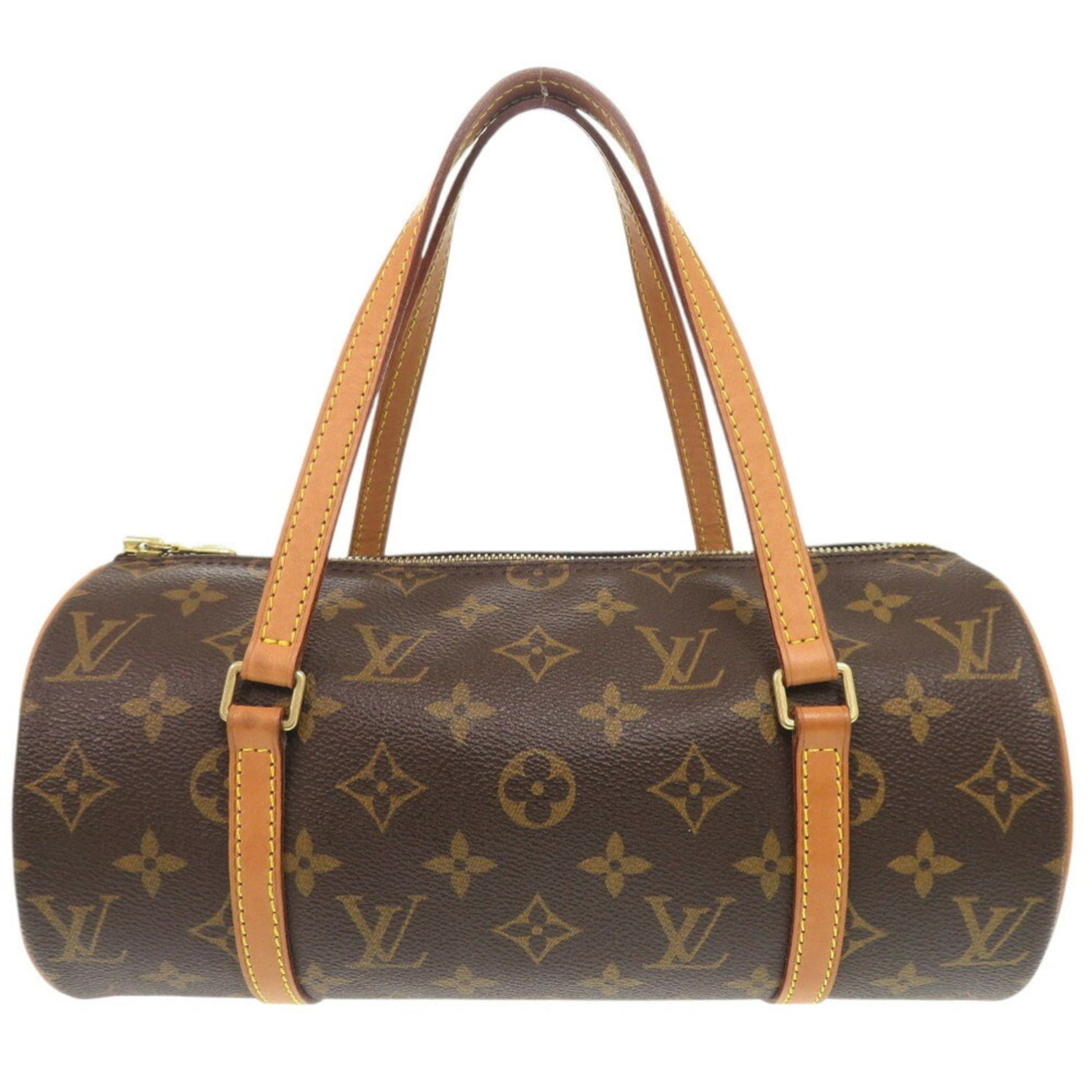 Louis Vuitton Papillon 26 Natural Leather Monogram Handbag 0089