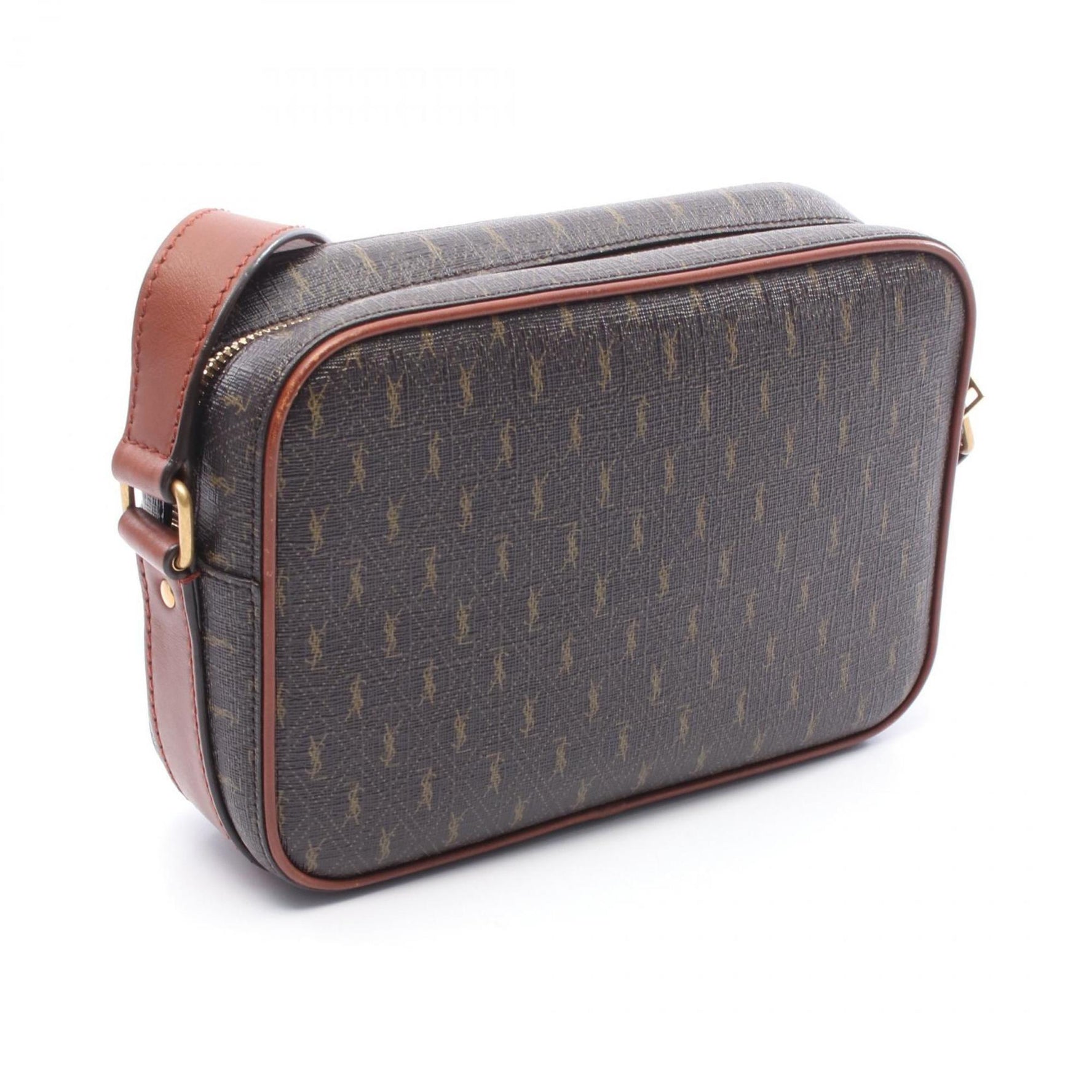 Saint Laurent Monogram Camera Bag Shoulder in PVC-Coated Canvas and Leather, 0621