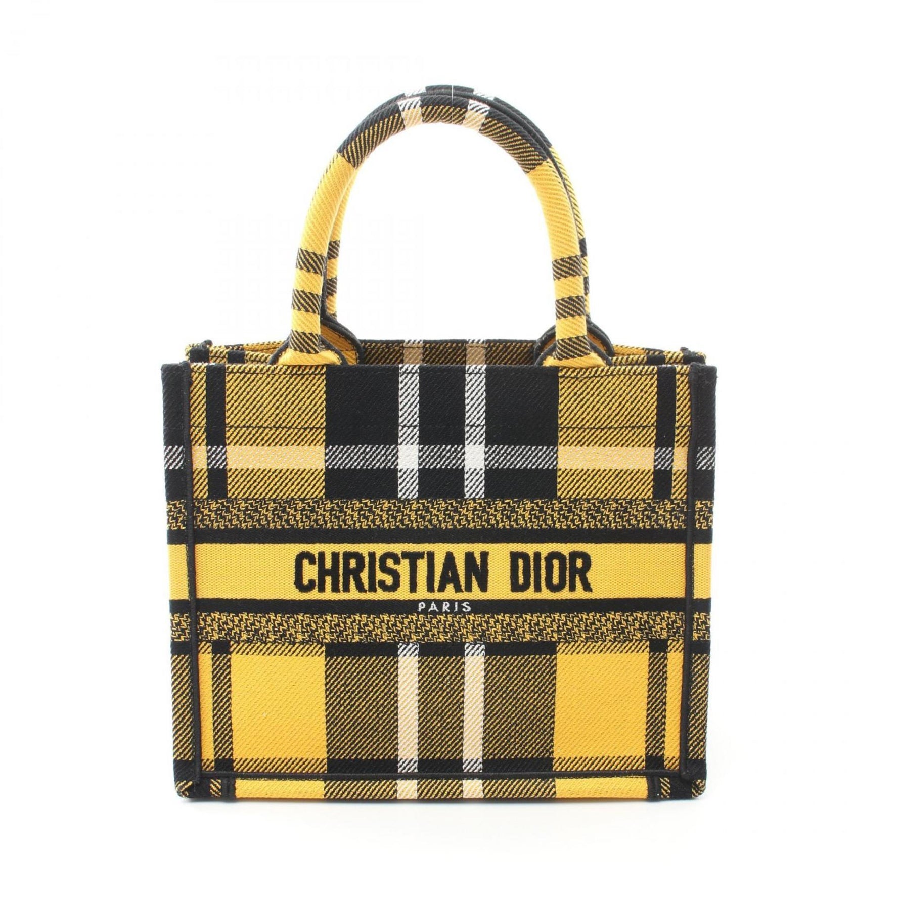 Christian Dior Dior BO TOTE Book Tote Small Bag Canvas Yellow Black White