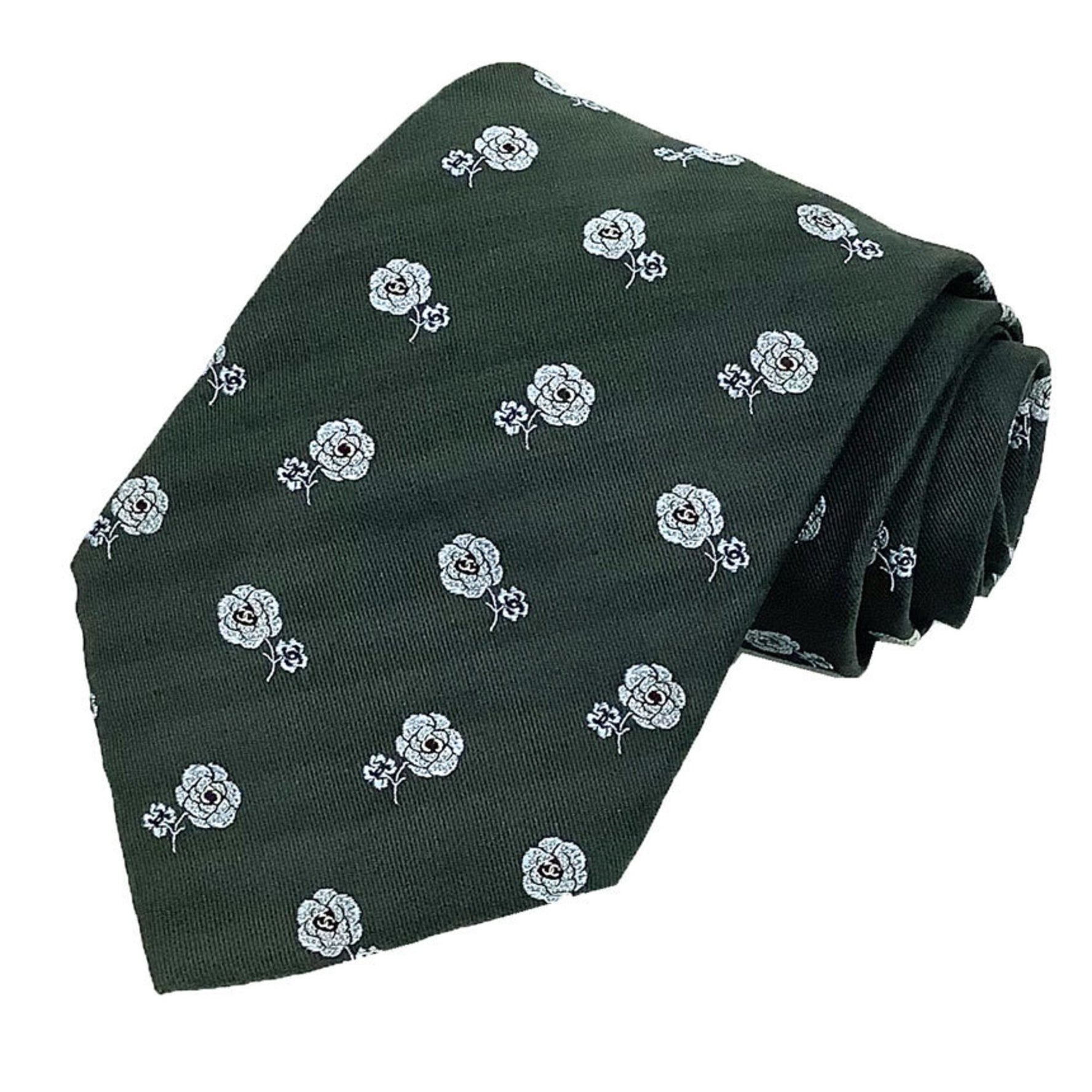 CHANEL Camellia Coco Mark Silk Tie in